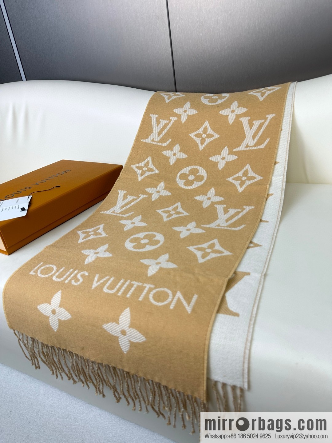 LV Monogram pattern, wool towel