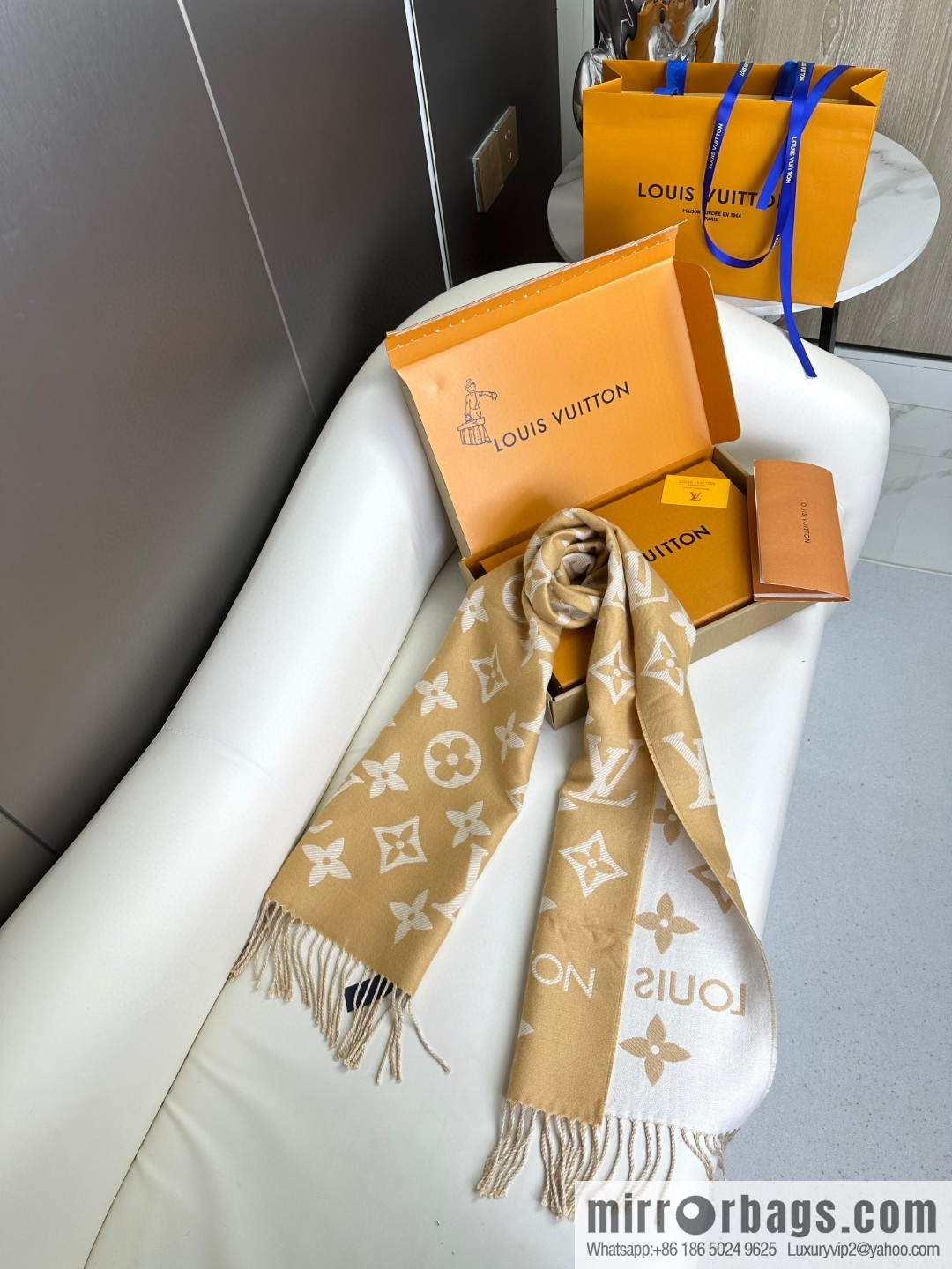 LV Monogram pattern, wool towel