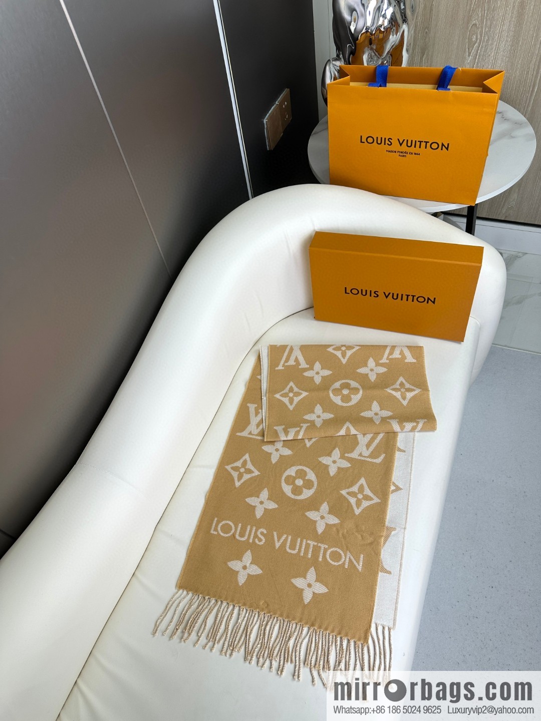 LV Monogram pattern, wool towel