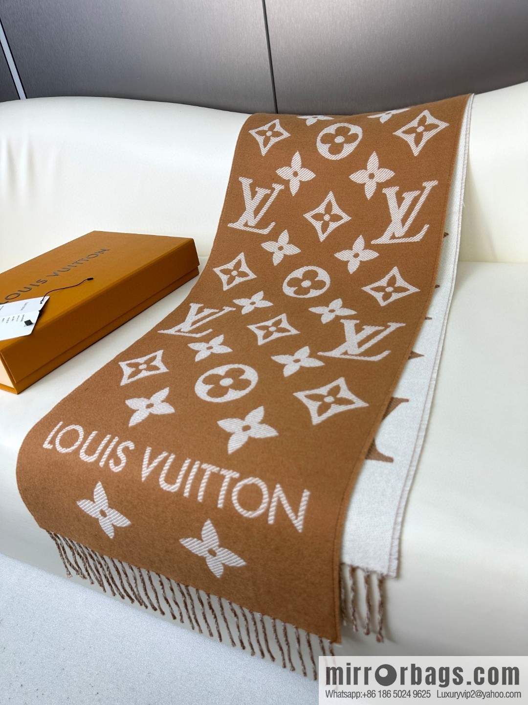 LV Monogram pattern, wool towel