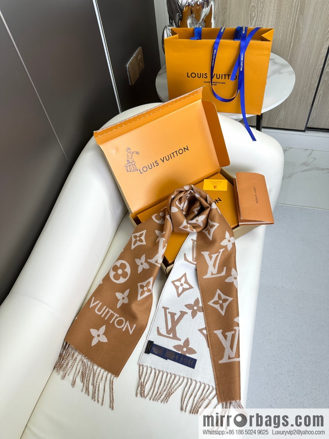 LV Monogram pattern, wool towel