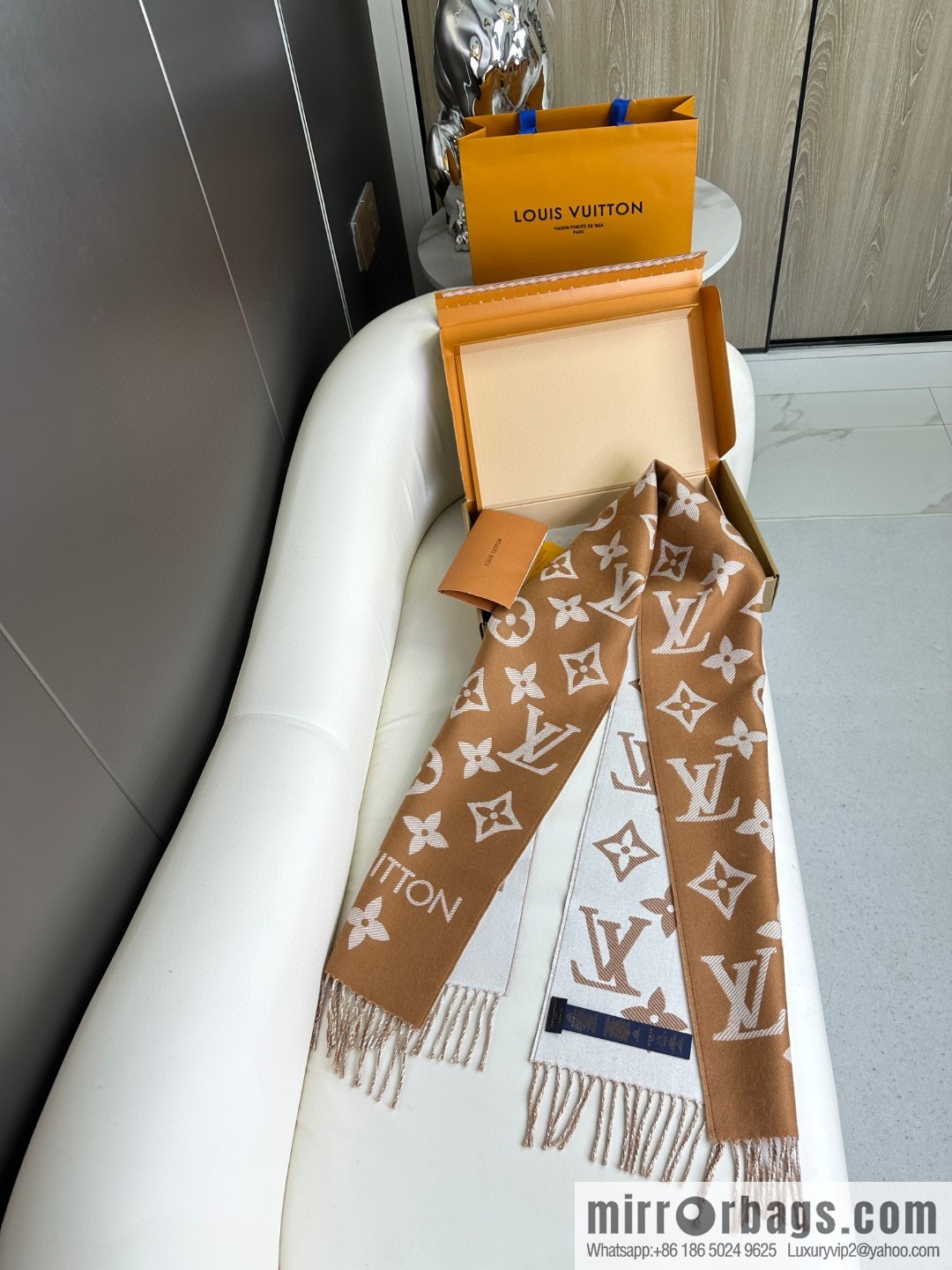 LV Monogram pattern, wool towel