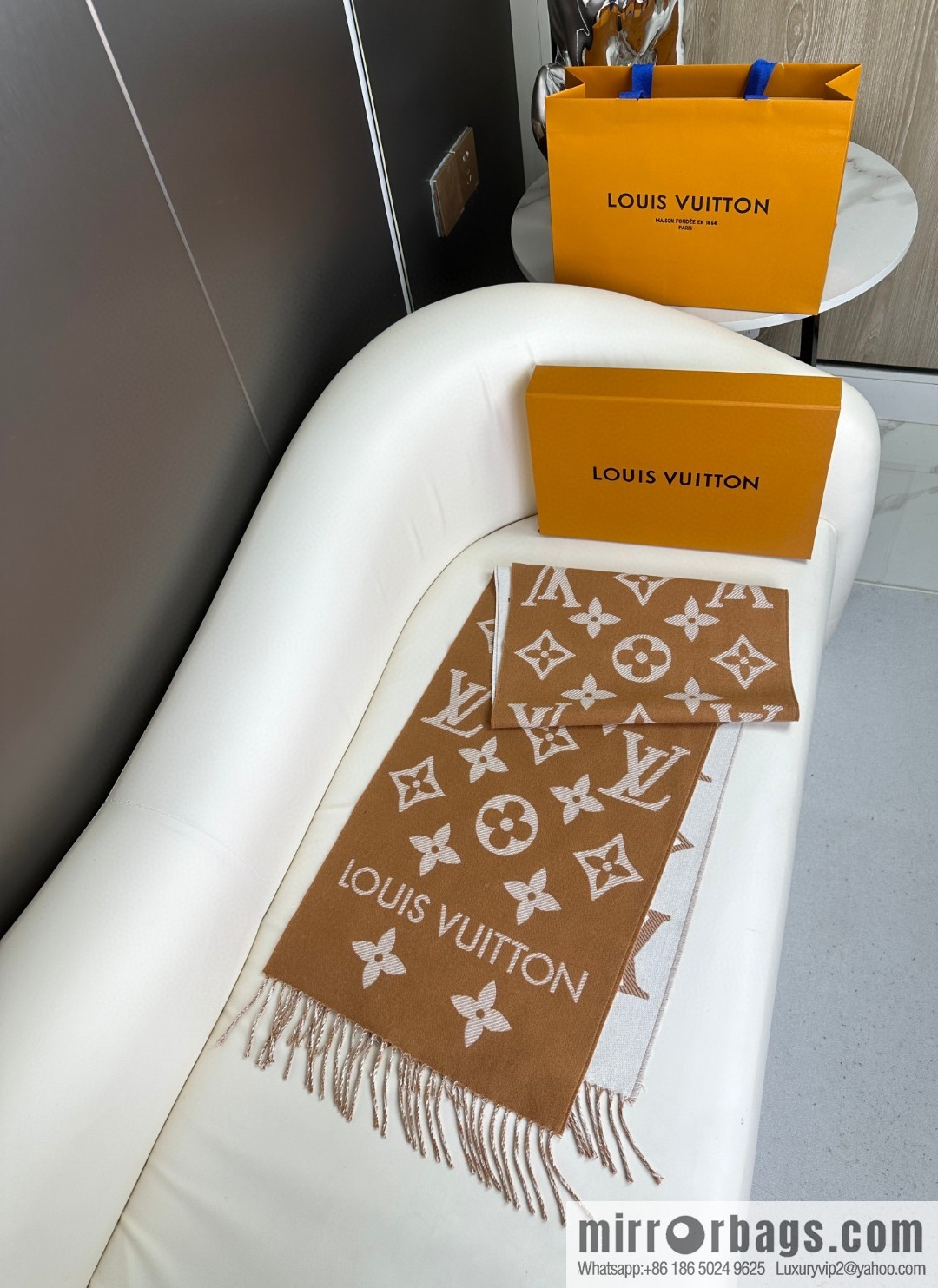LV Monogram pattern, wool towel