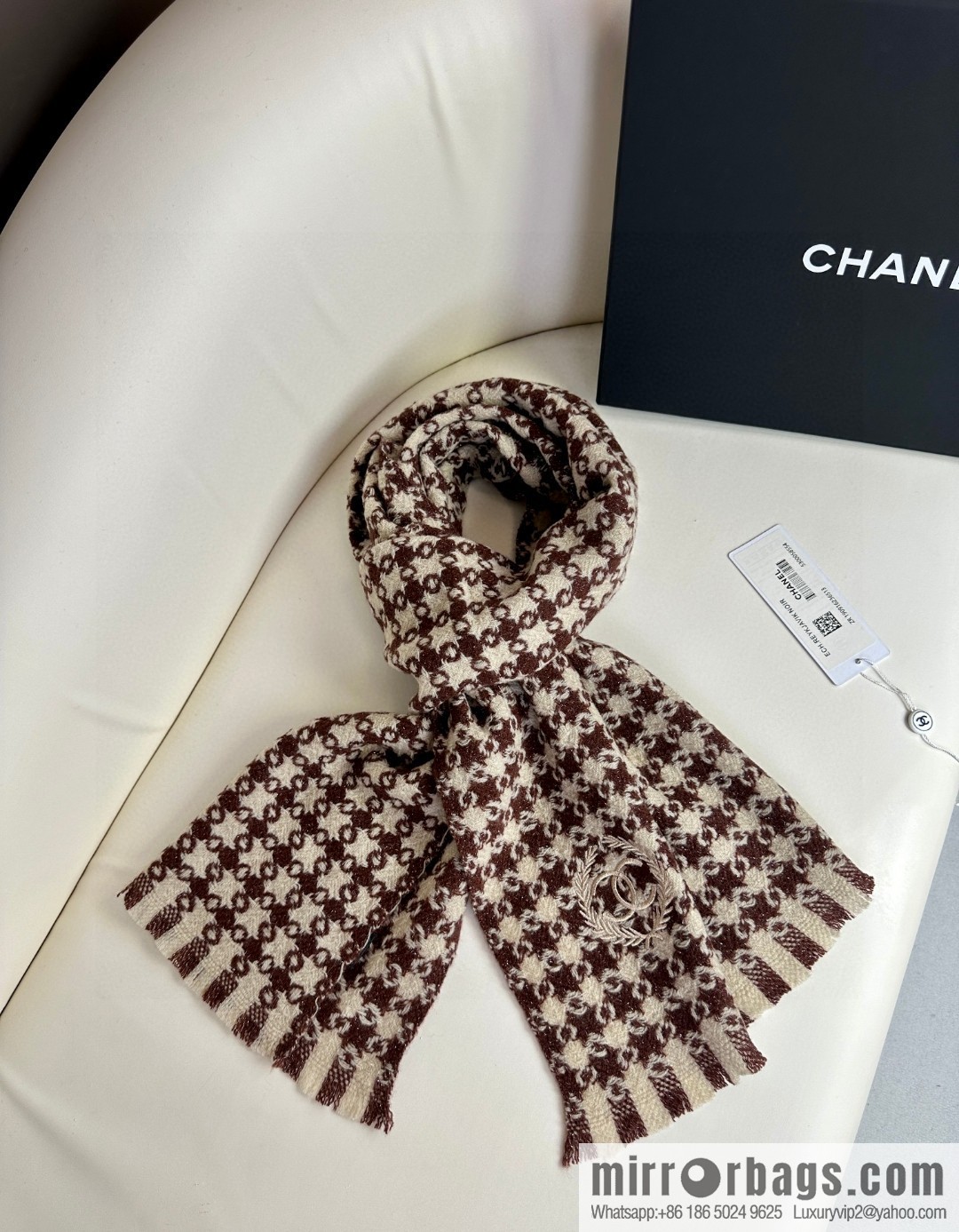 CHANEL 2023 Chanel new cashmere thousand bird grid scarf