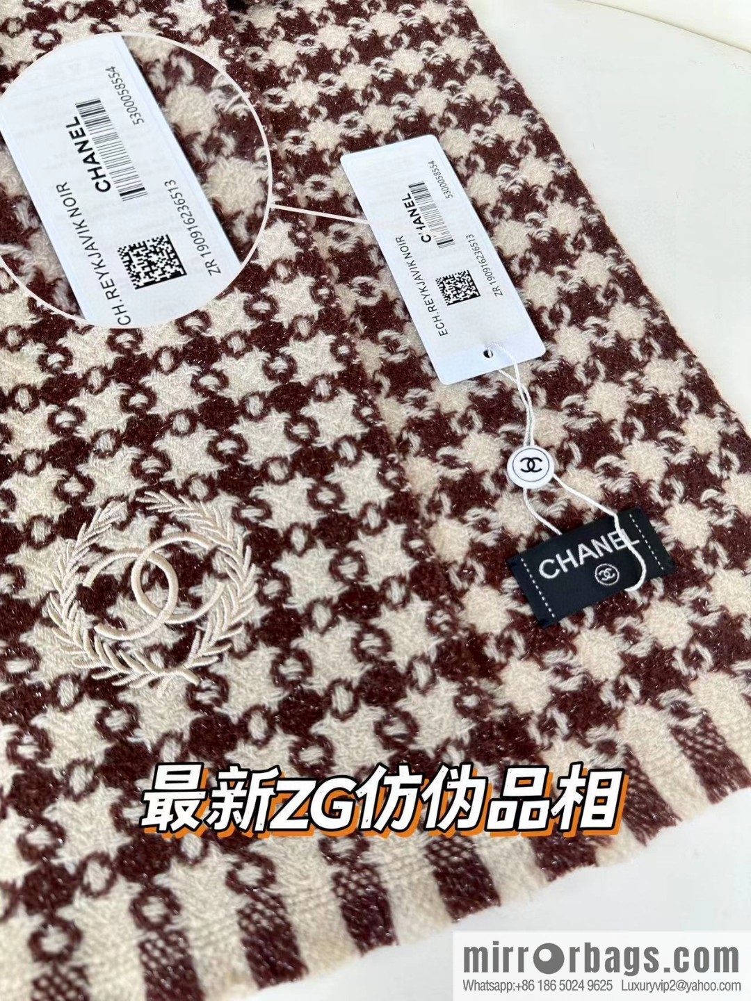 CHANEL 2023 Chanel new cashmere thousand bird grid scarf