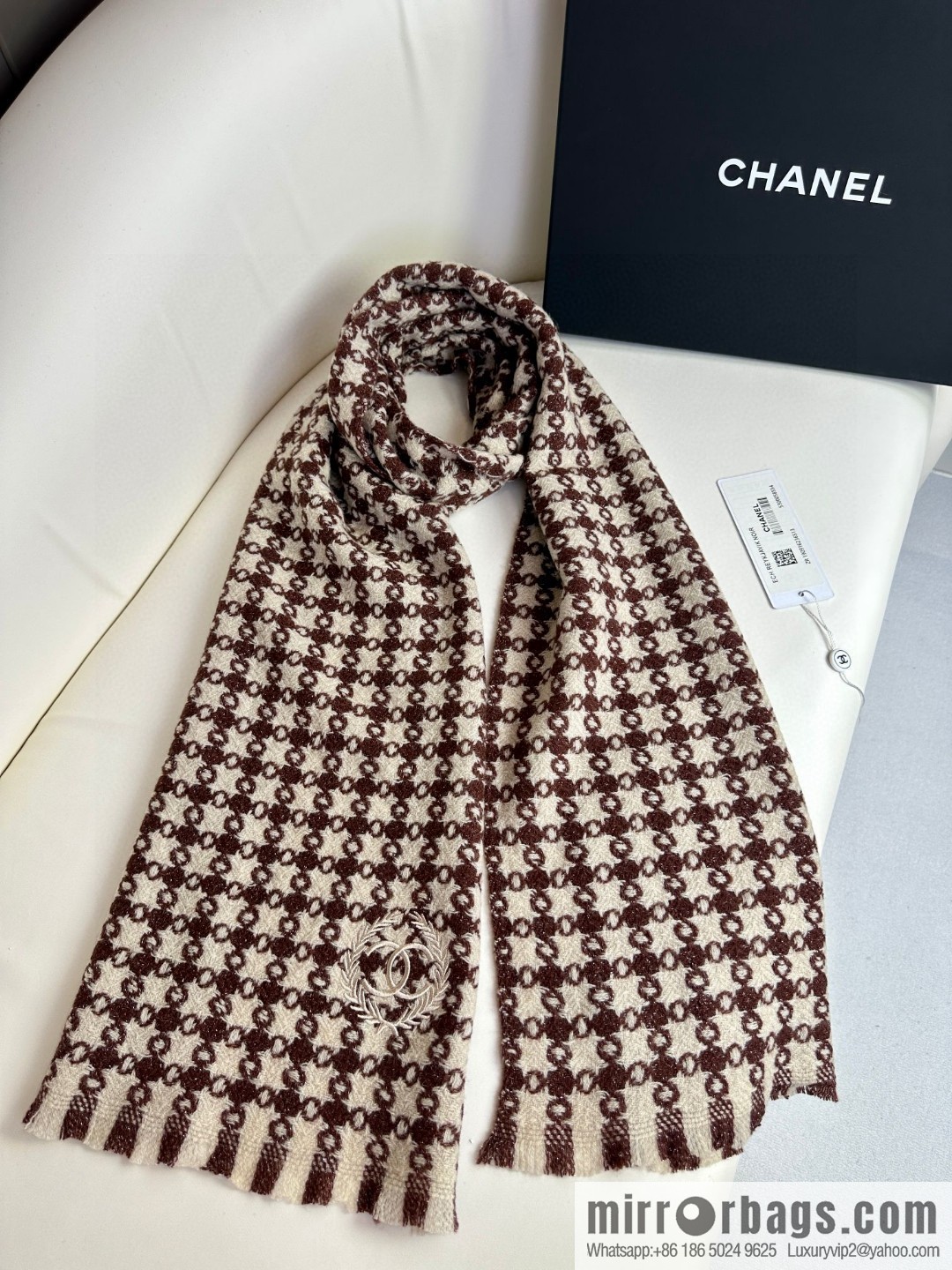 CHANEL 2023 Chanel new cashmere thousand bird grid scarf
