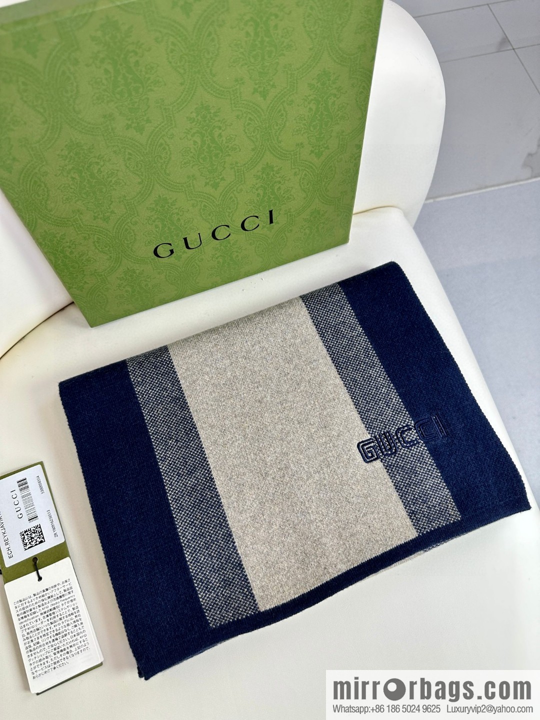 GUCCI classic stripes, imported knitted cashmere, high-end men's scarf