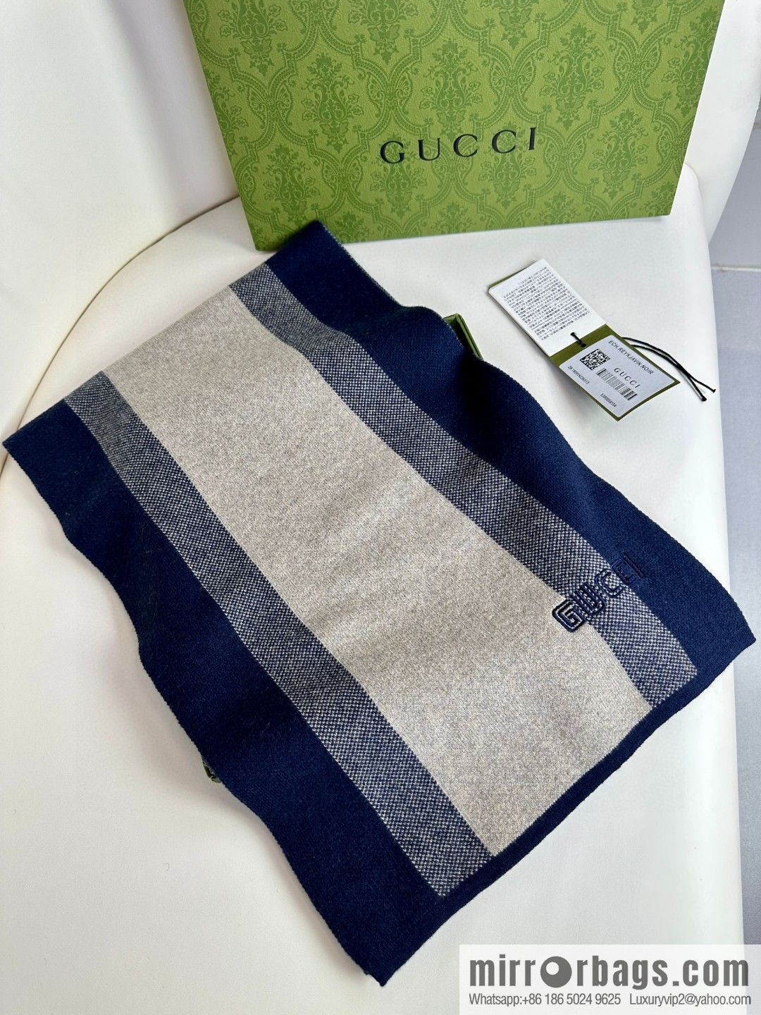 GUCCI classic stripes, imported knitted cashmere, high-end men's scarf
