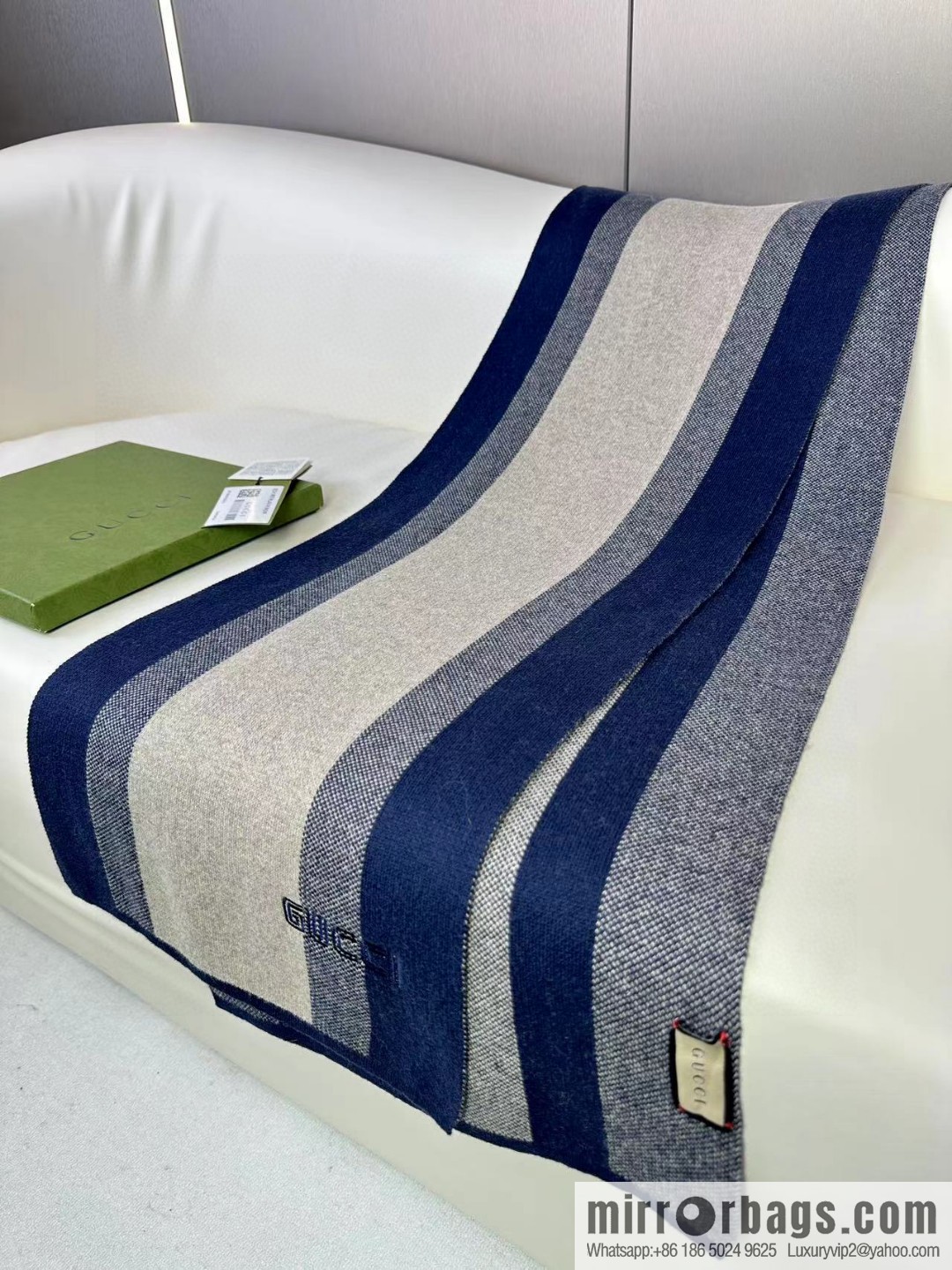 GUCCI classic stripes, imported knitted cashmere, high-end men's scarf