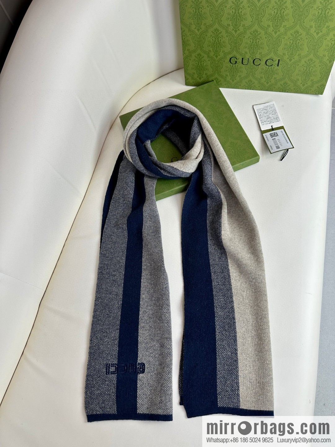 GUCCI classic stripes, imported knitted cashmere, high-end men's scarf