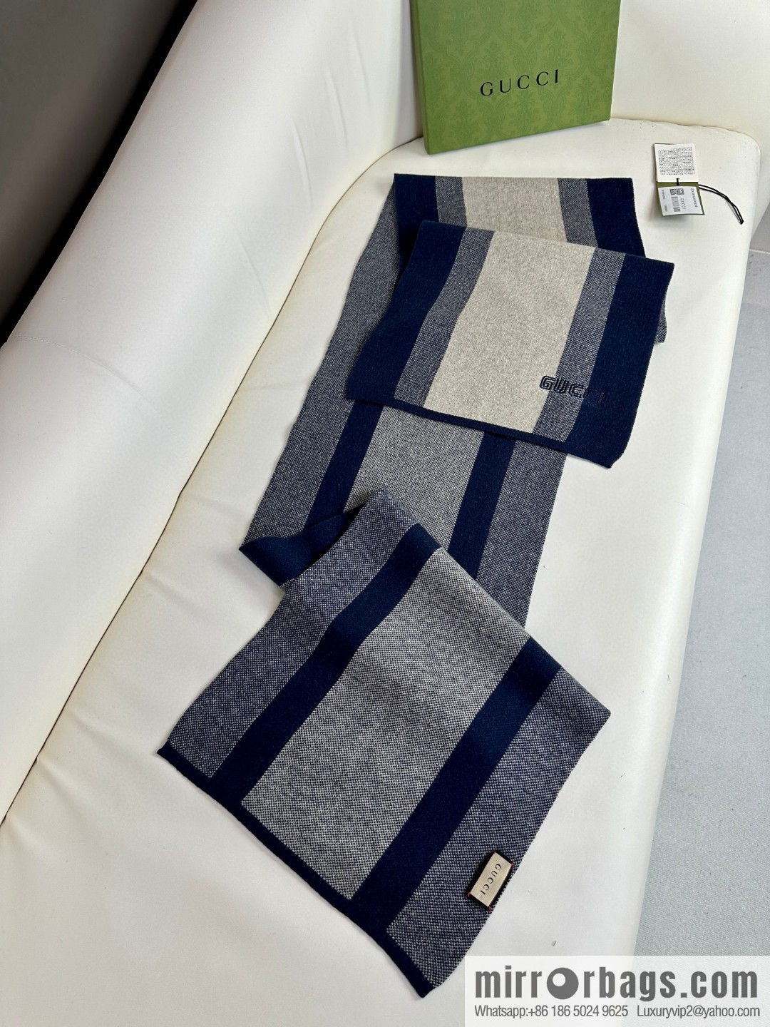 GUCCI classic stripes, imported knitted cashmere, high-end men's scarf