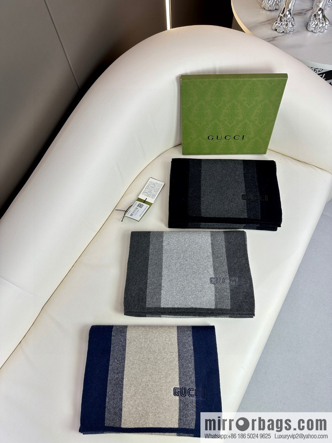 GUCCI classic stripes, imported knitted cashmere, high-end men's scarf