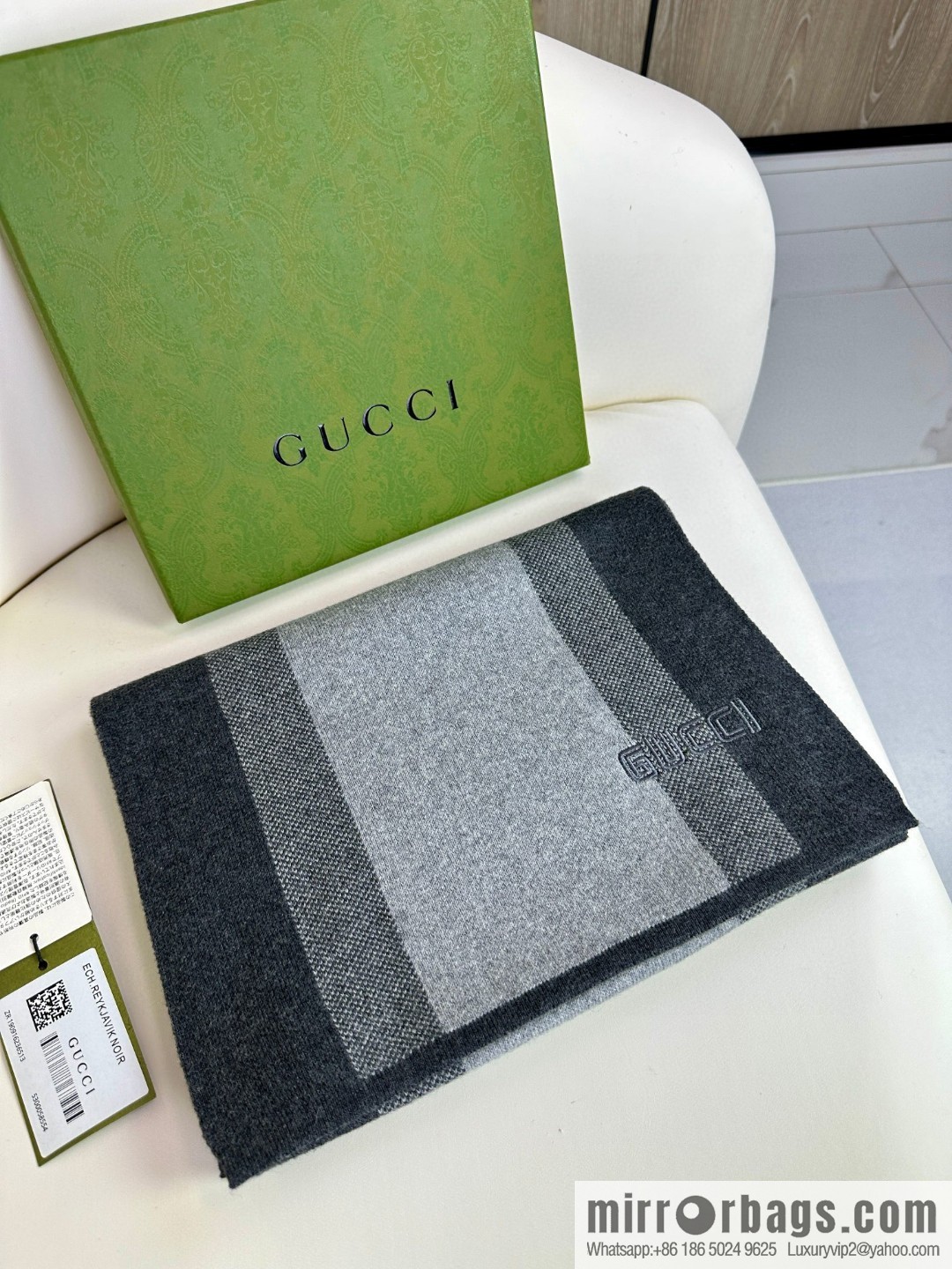 GUCCI classic stripes, imported knitted cashmere, high-end men's scarf