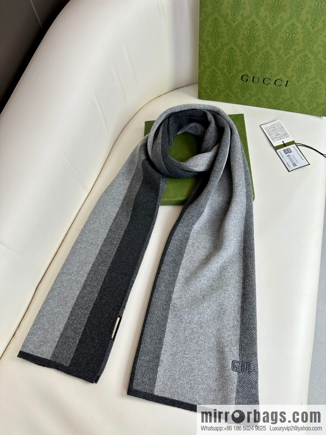 GUCCI classic stripes, imported knitted cashmere, high-end men's scarf