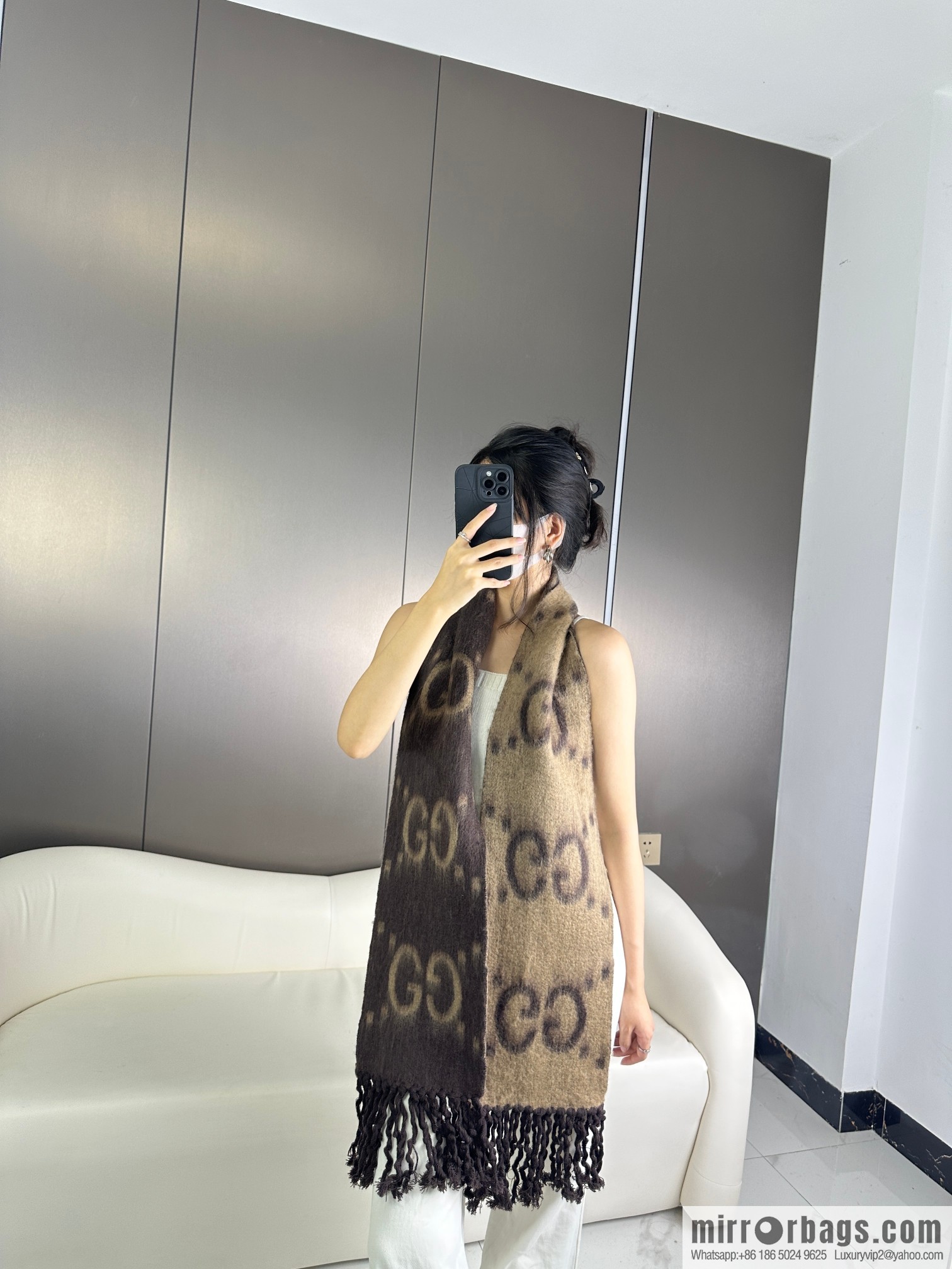 GUCCI GG Mohair wool blended collection long towel