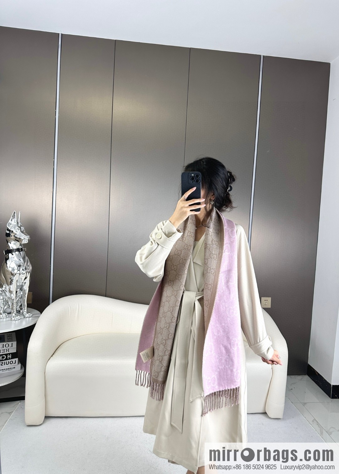GUCCI autumn and winter new jacquard double-sided scarf