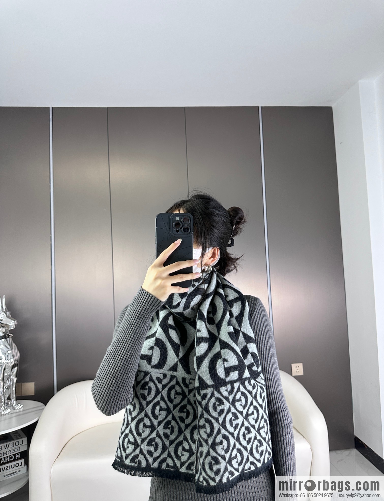 GUCCI worsted jacquard double-sided cashmere