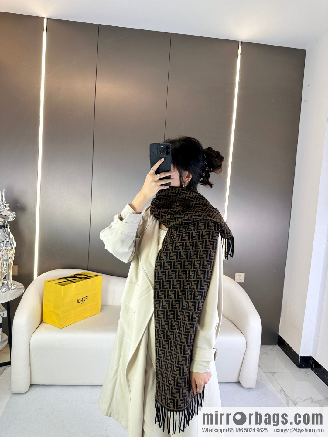 FENDI double-sided cashmere scarf