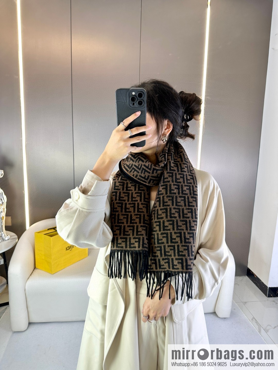 FENDI double-sided cashmere scarf