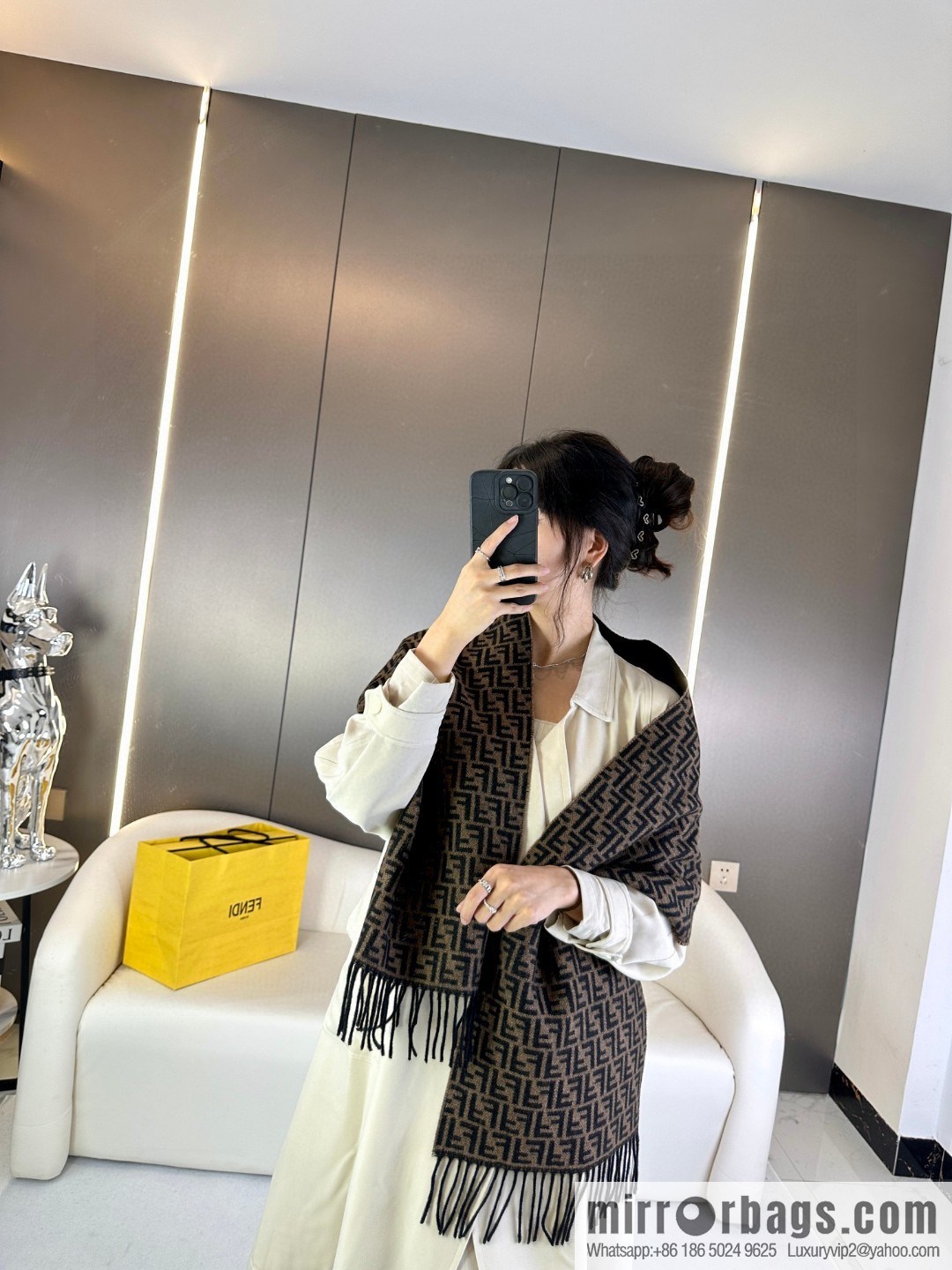 FENDI double-sided cashmere scarf
