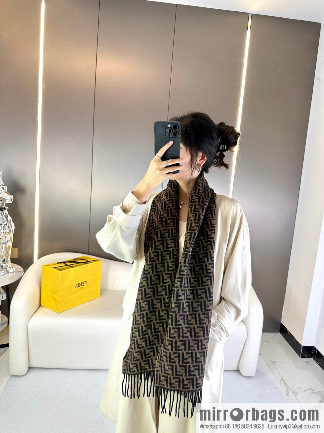 FENDI double-sided cashmere scarf