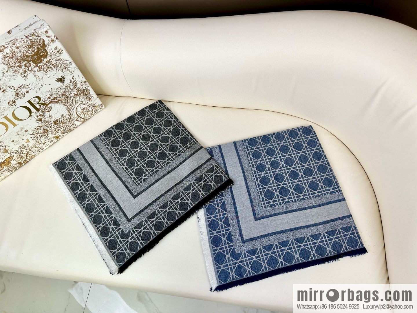 DIOR Cannage Rattan Plaid Shawl