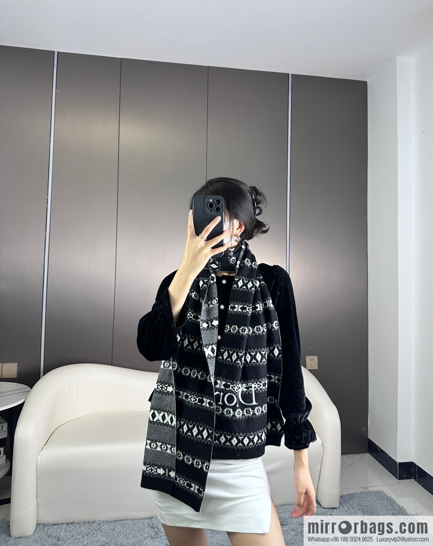 DIOR latest autumn and winter [D pattern] pure cashmere scarf shawl