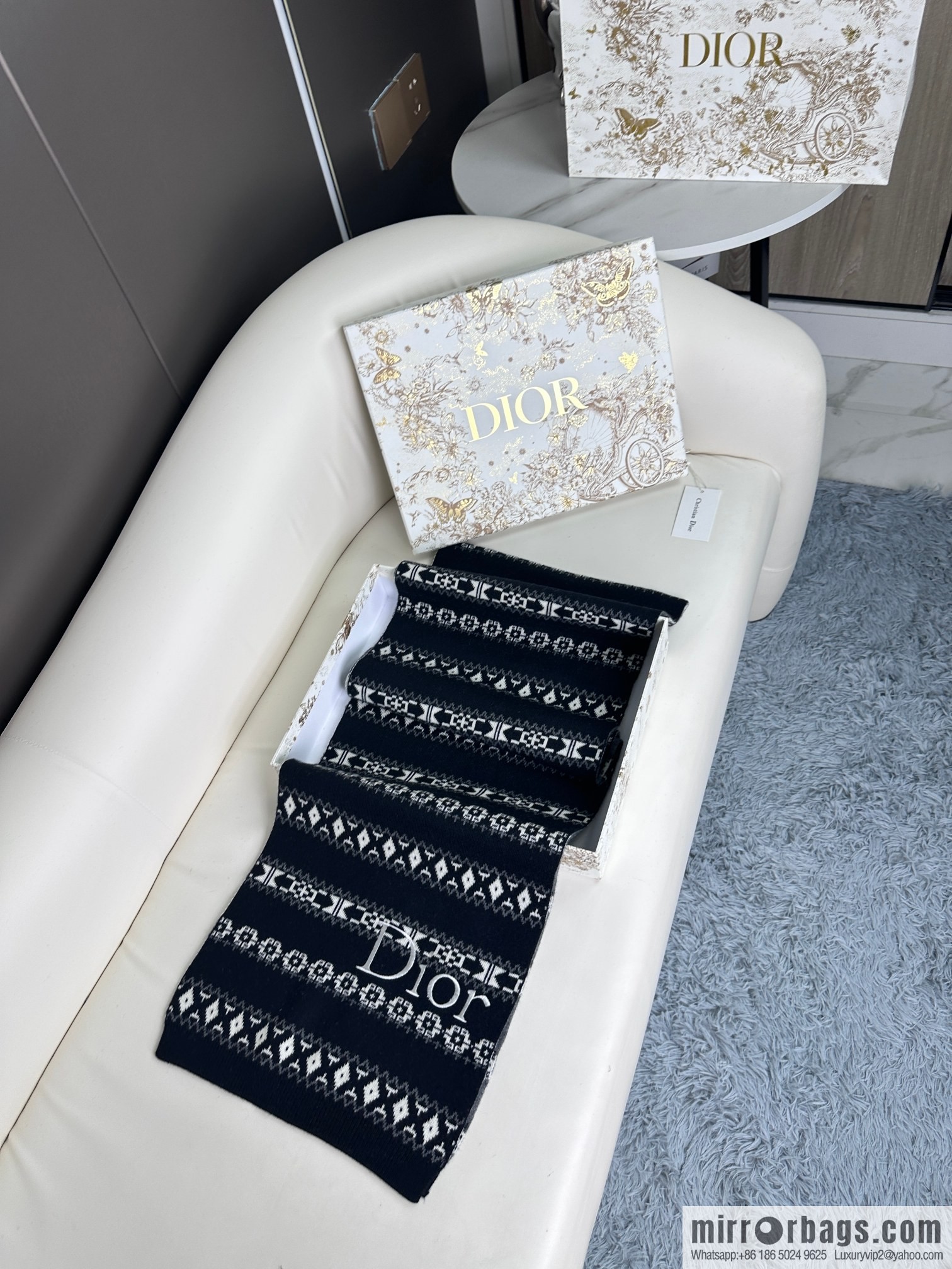 DIOR latest autumn and winter [D pattern] pure cashmere scarf shawl