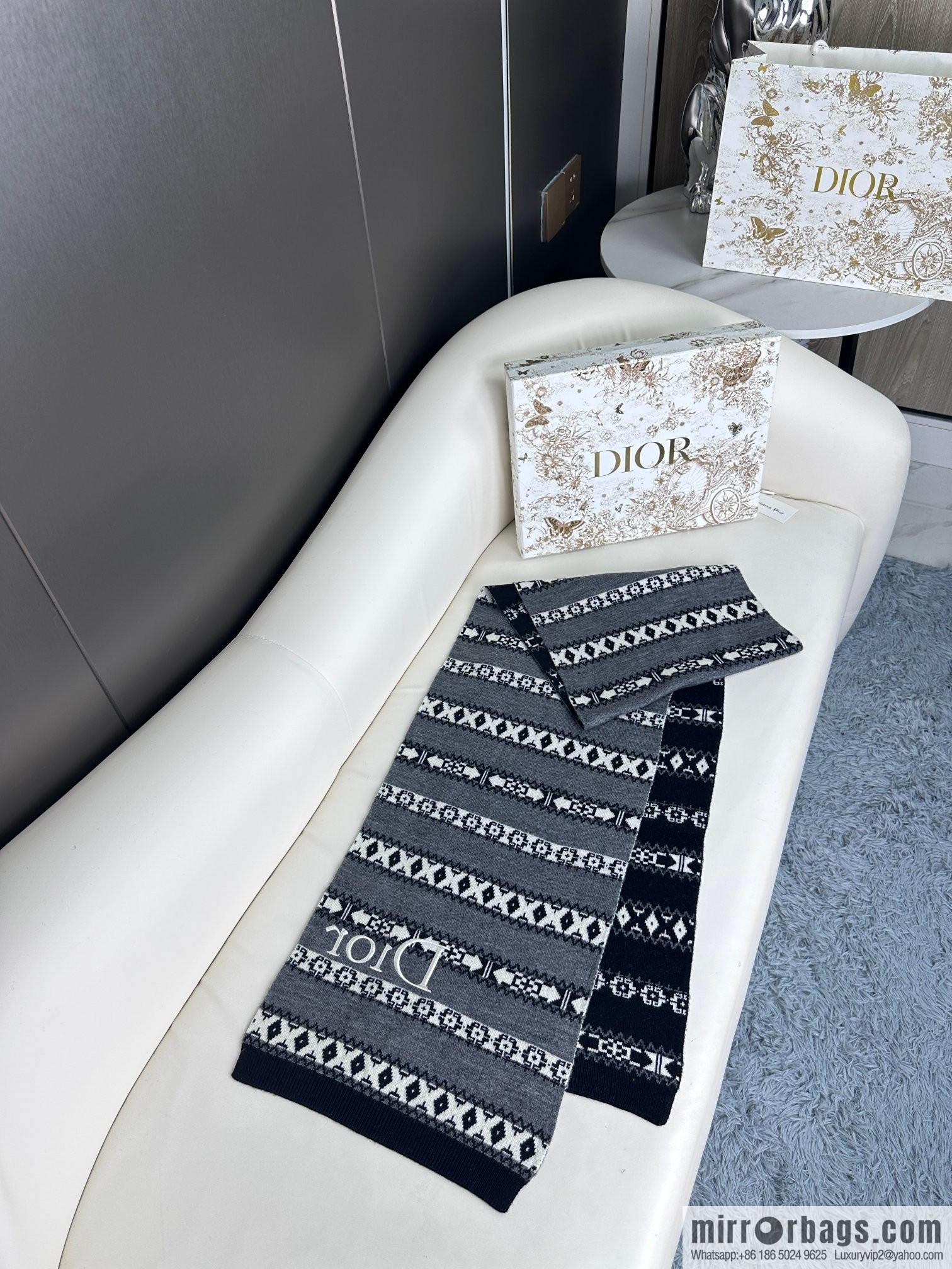 DIOR latest autumn and winter [D pattern] pure cashmere scarf shawl