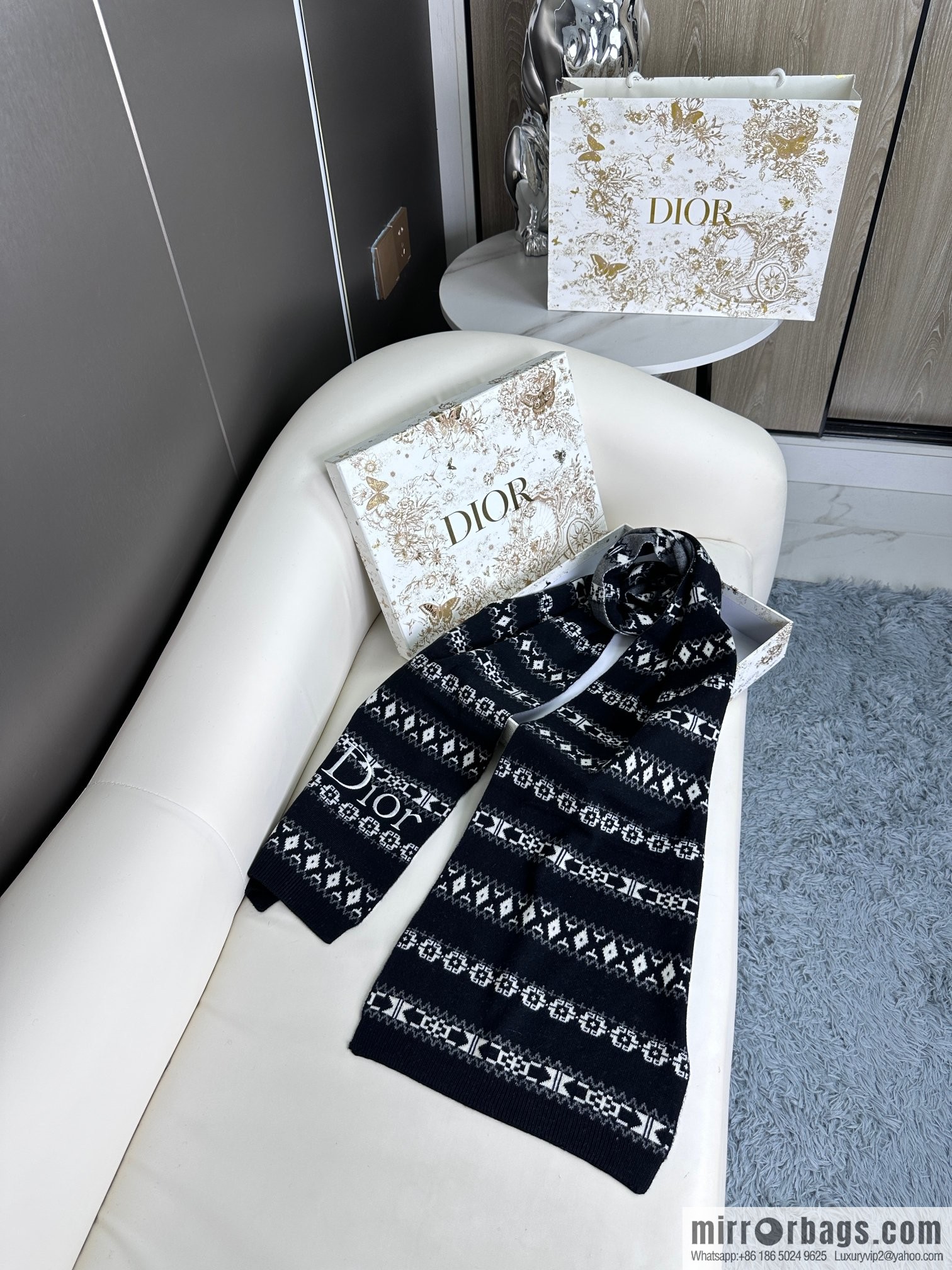 DIOR latest autumn and winter [D pattern] pure cashmere scarf shawl