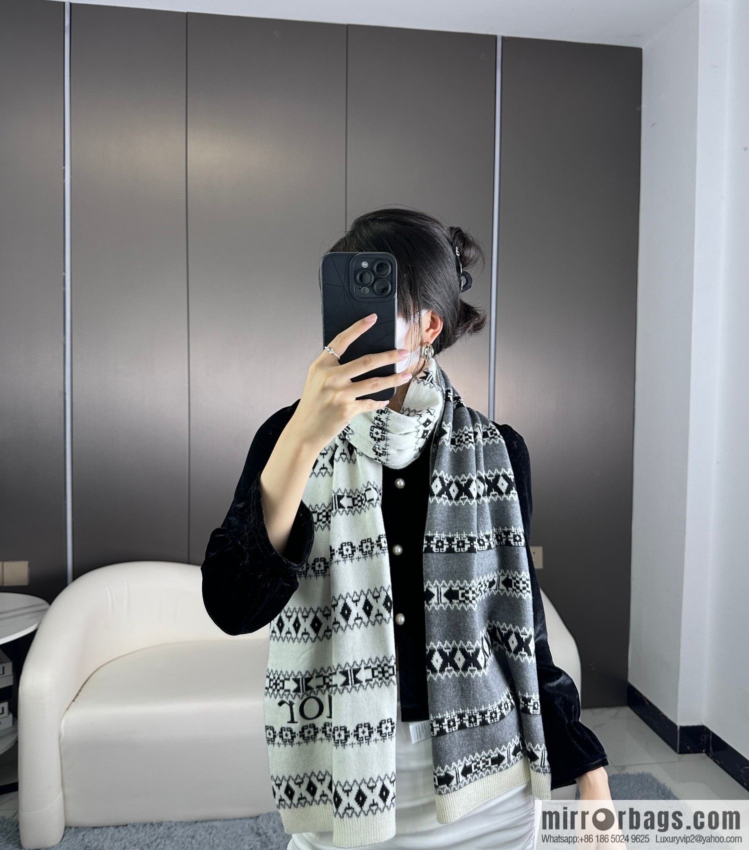 DIOR latest autumn and winter [D pattern] pure cashmere scarf shawl