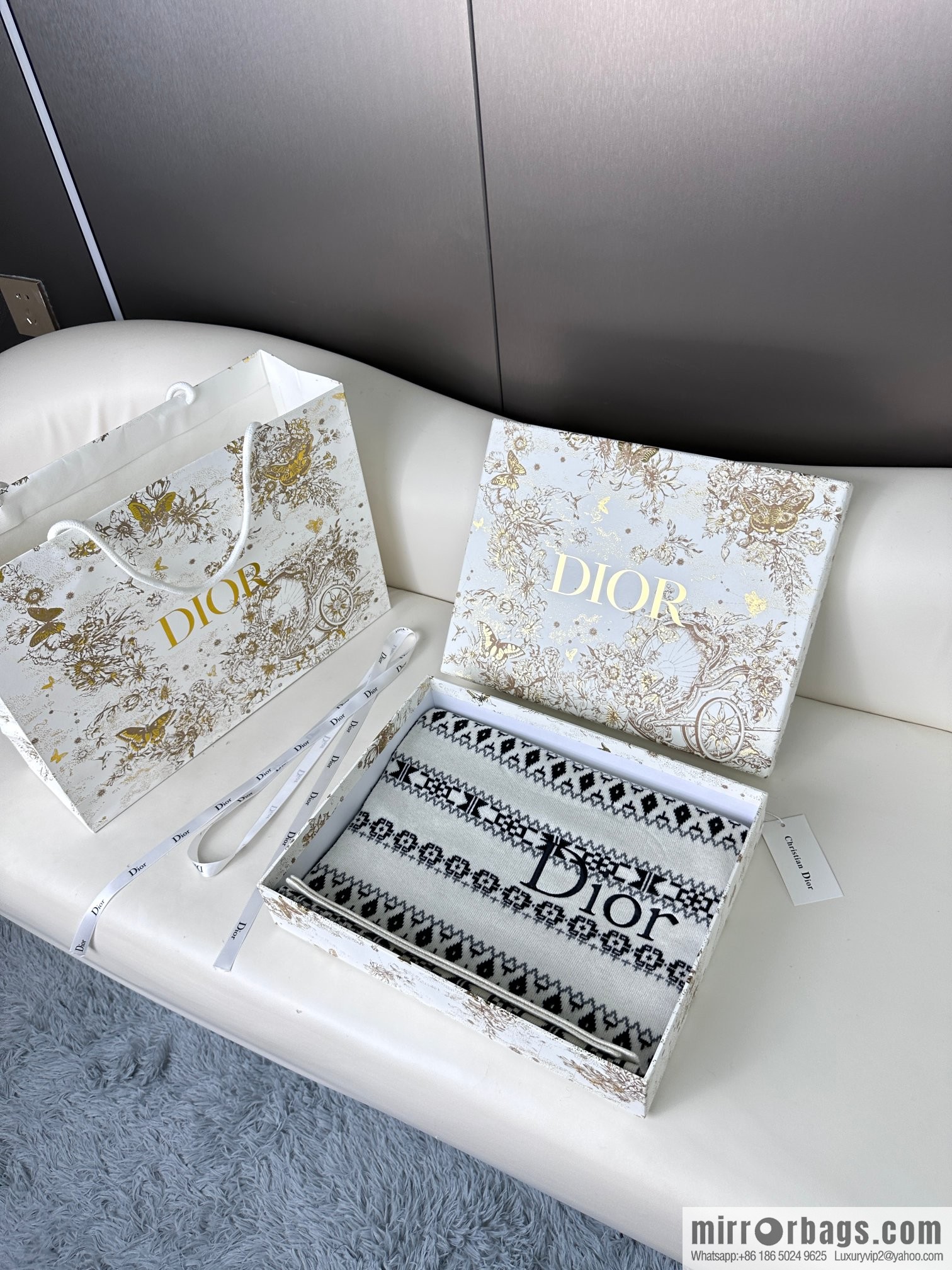 DIOR latest autumn and winter [D pattern] pure cashmere scarf shawl