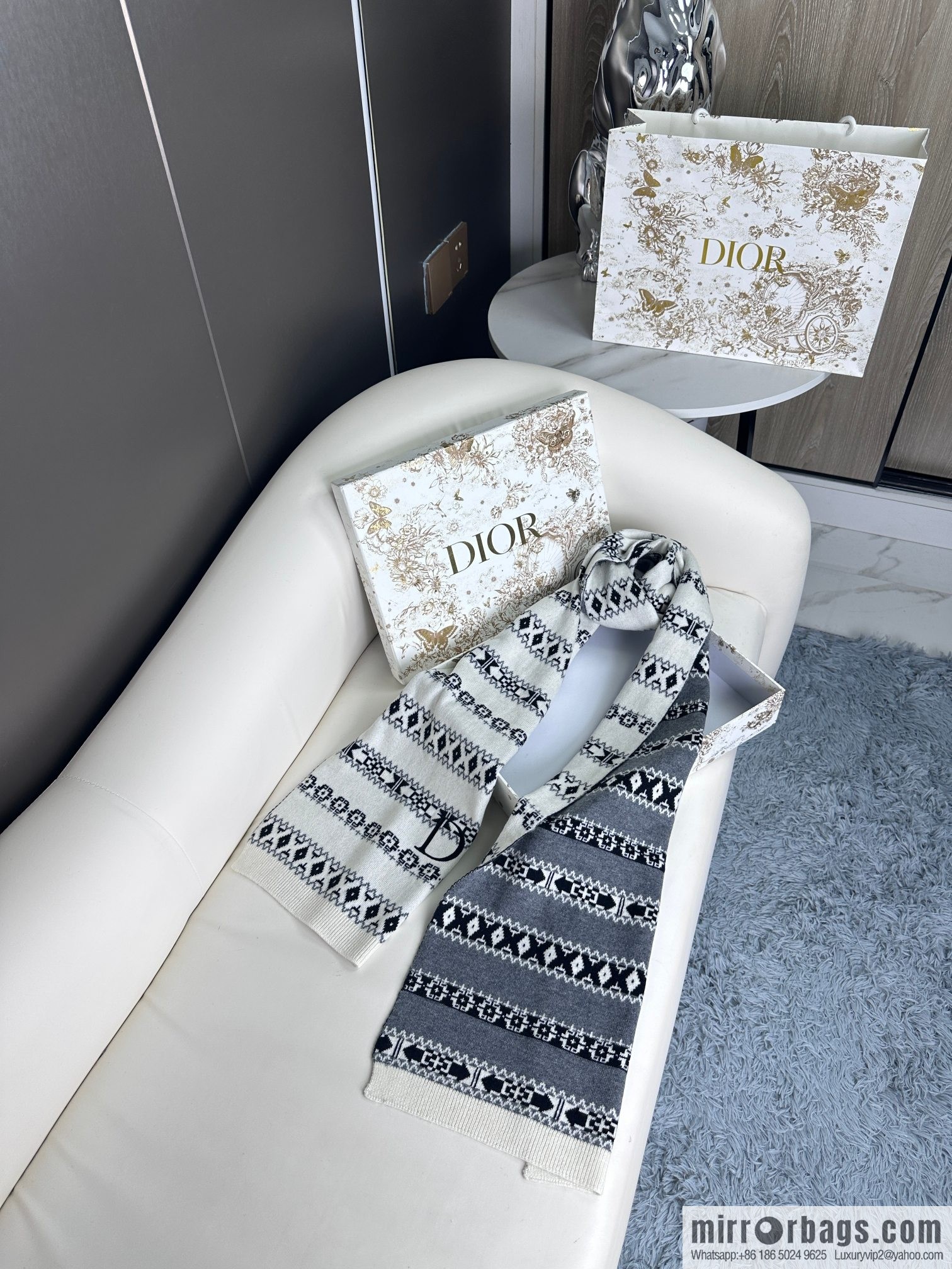 DIOR latest autumn and winter [D pattern] pure cashmere scarf shawl