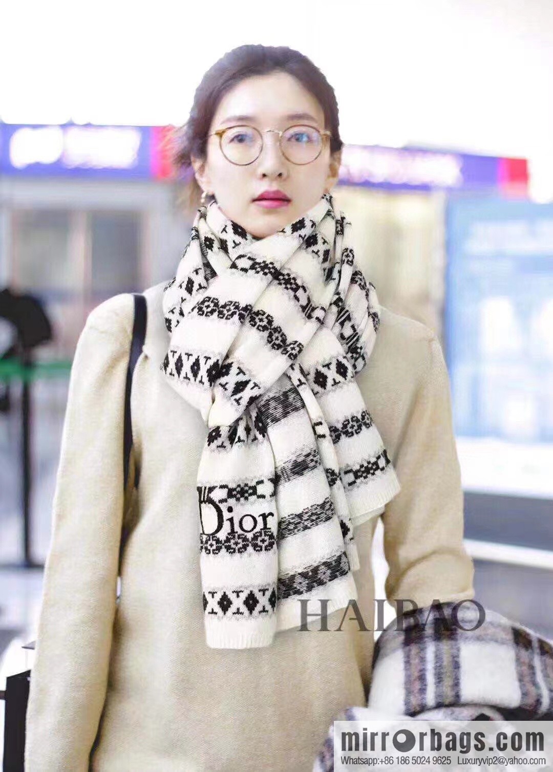 DIOR latest autumn and winter [D pattern] pure cashmere scarf shawl