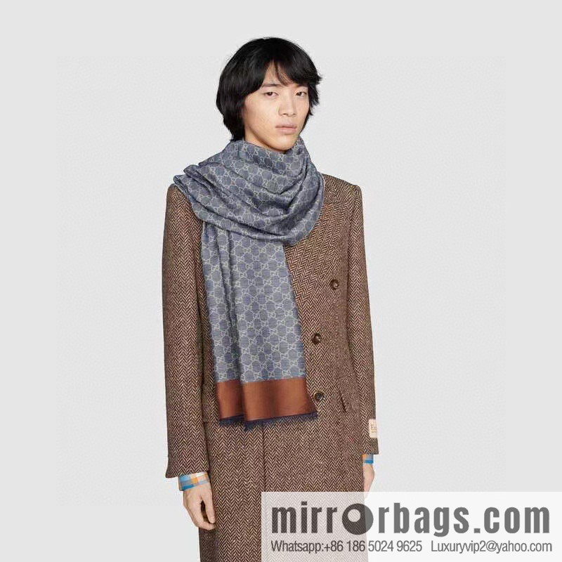 GUCCI GG denim coffee frame, double-sided universal scarf