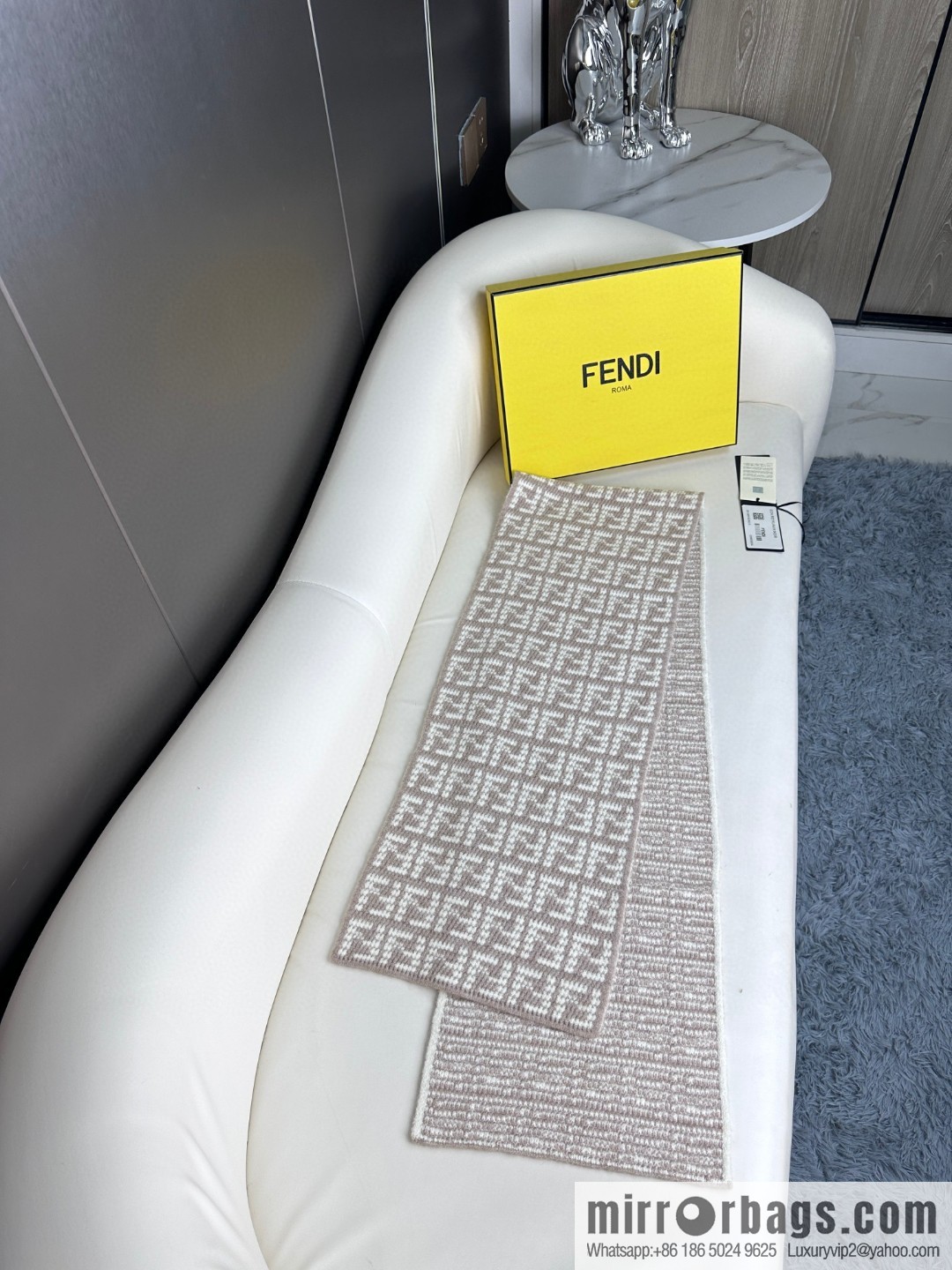 FENDI FF pattern design jacquard knitted cashmere scarf