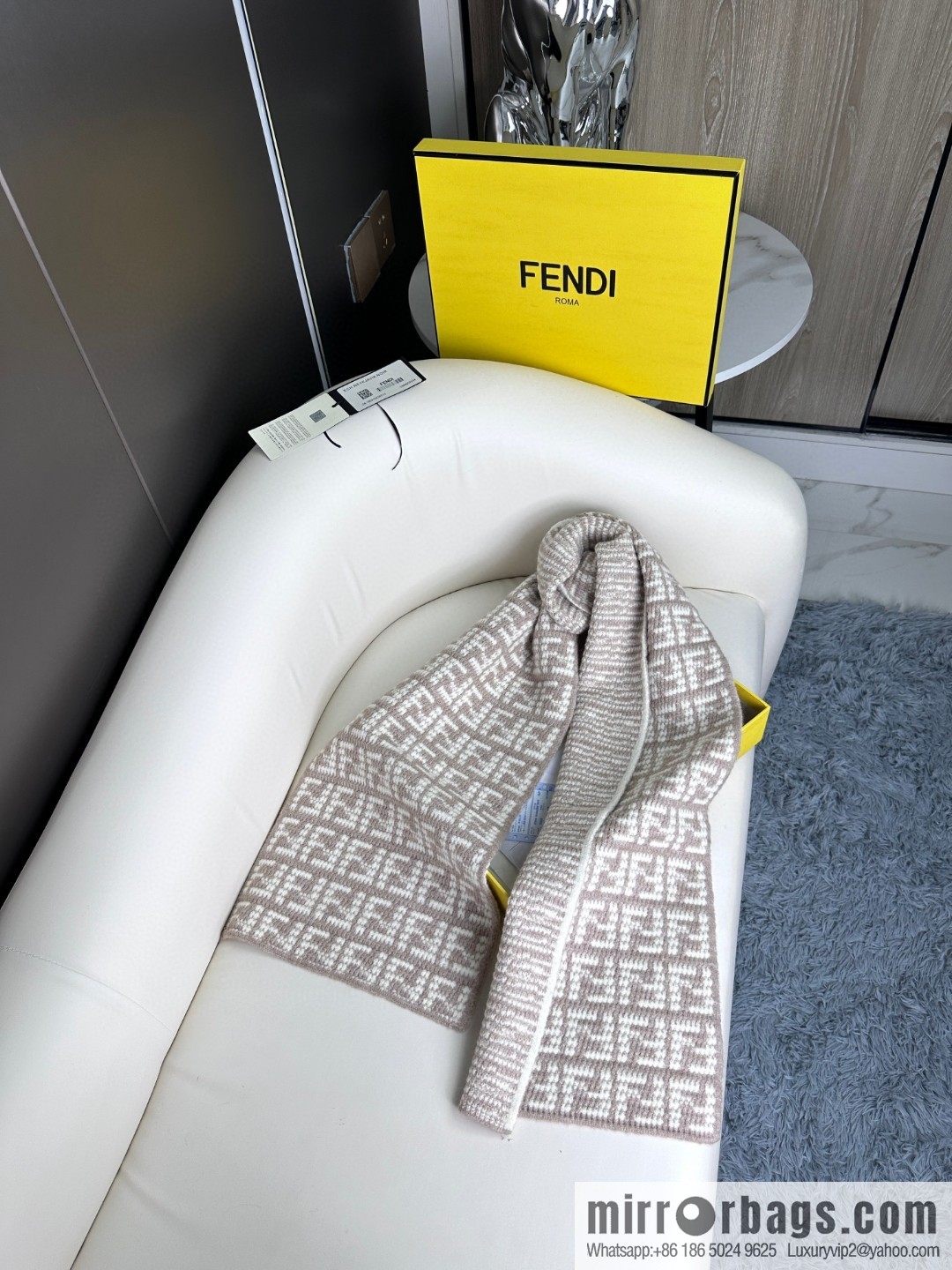 FENDI FF pattern design jacquard knitted cashmere scarf