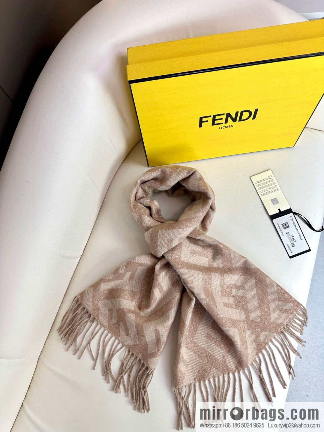 FENDI double F fringed cashmere towel