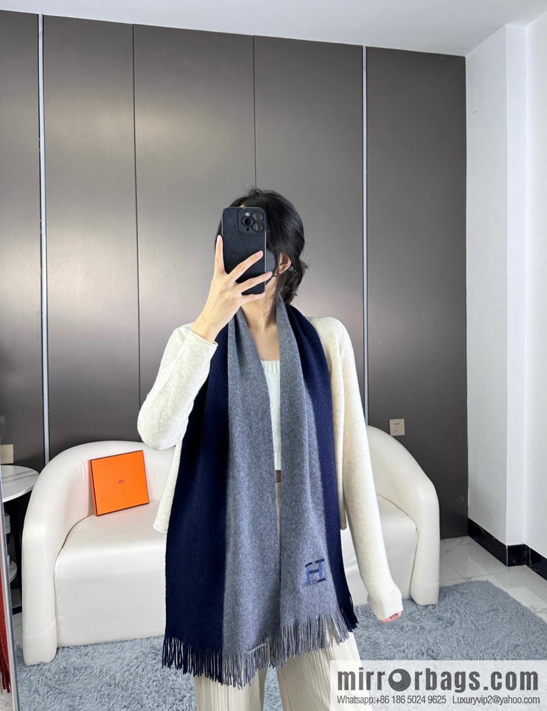 CHANEL 2023 men's and women's same high-end cashmere knitted scarf