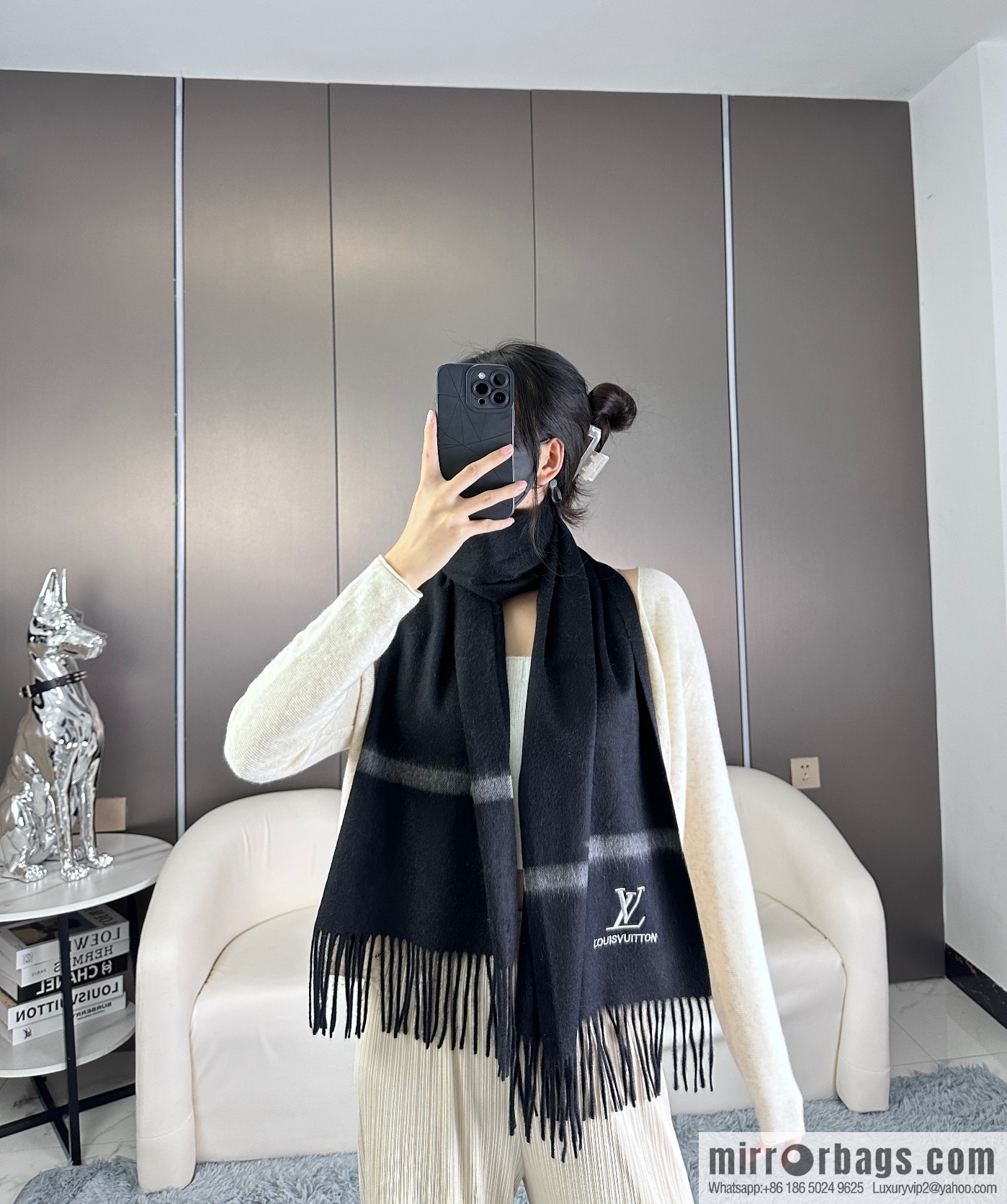 LV embroidered LOGO couple scarf