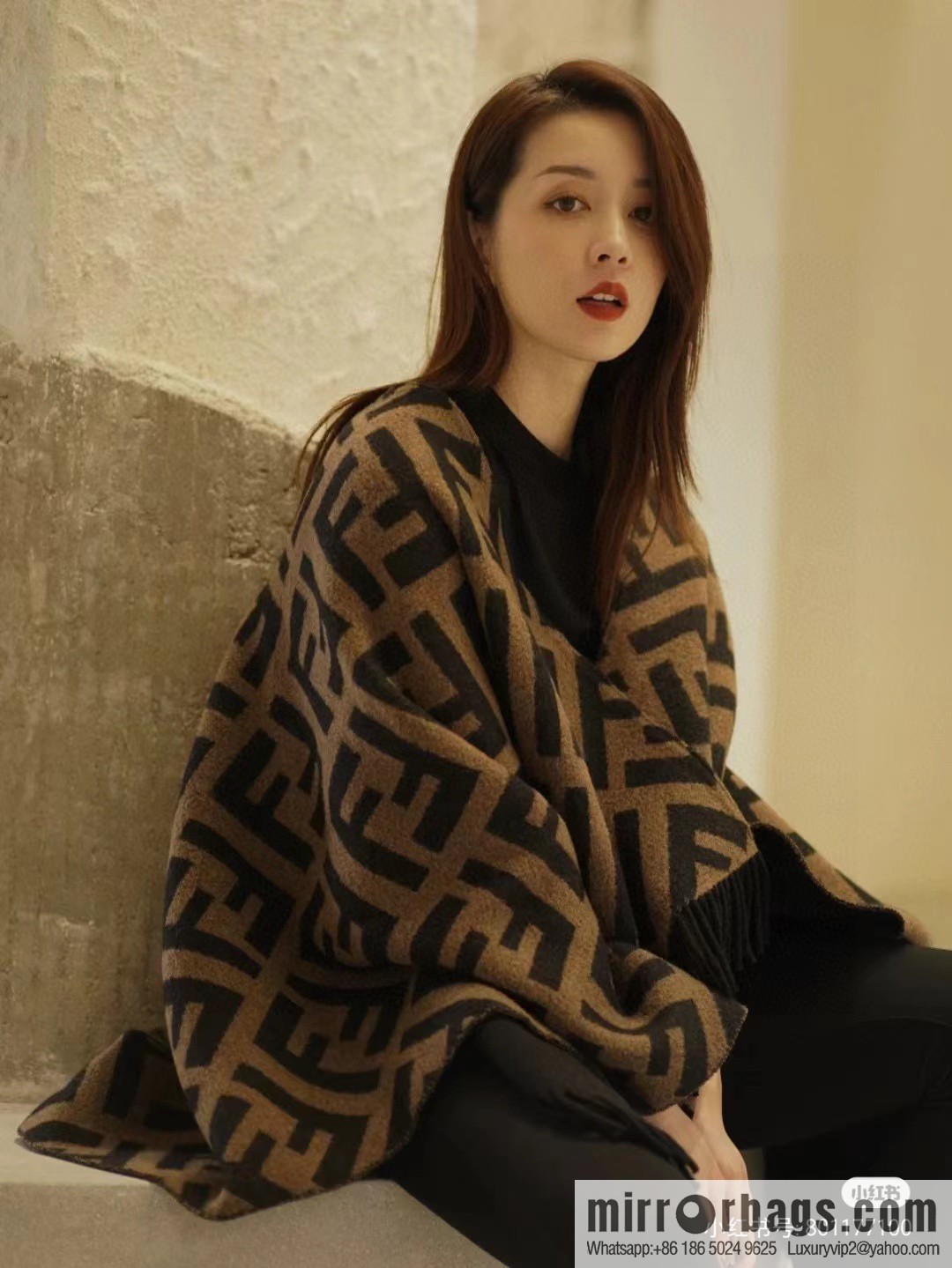 2023 new Fendi heavy double-sided cape shawl