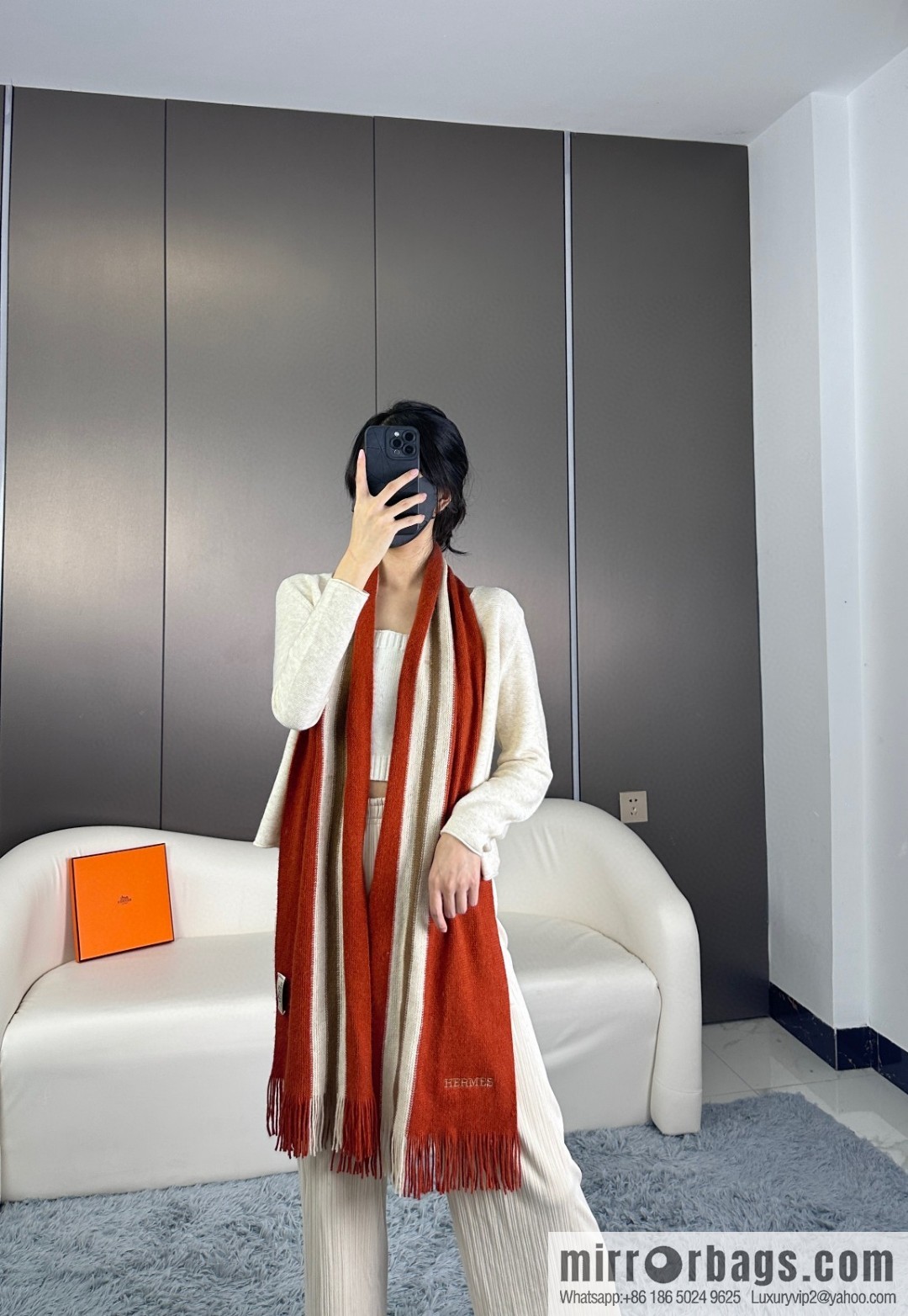Hermes Hermes 2023 same style for men and women, high-end cashmere knitted scarf