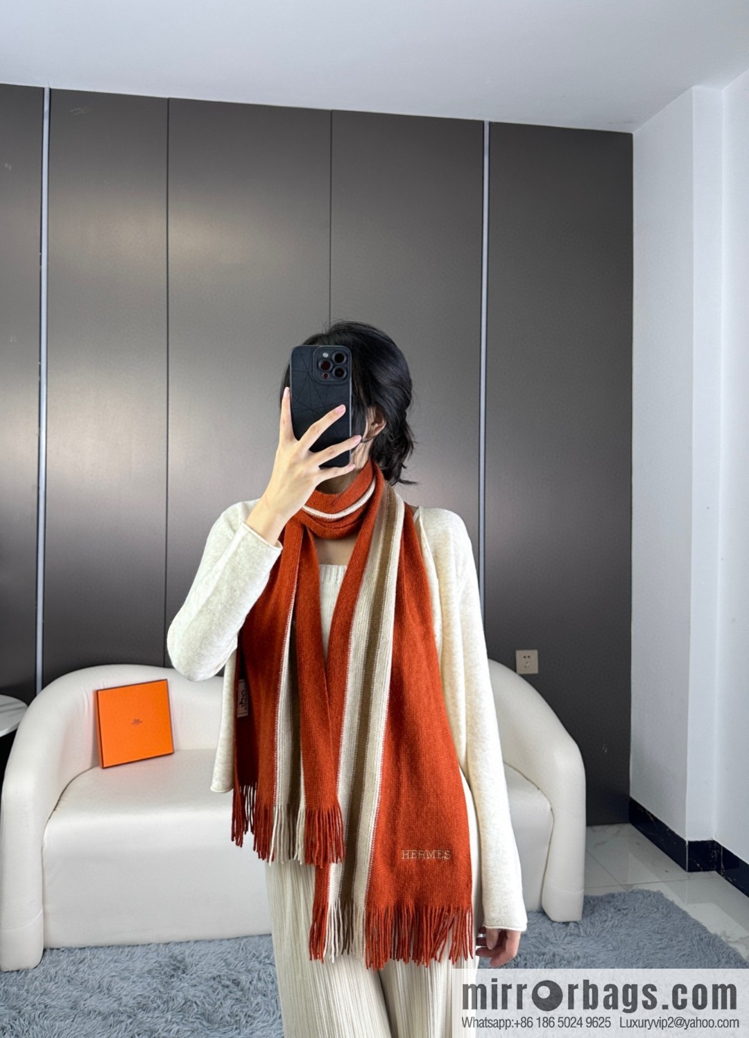 Hermes Hermes 2023 same style for men and women, high-end cashmere knitted scarf