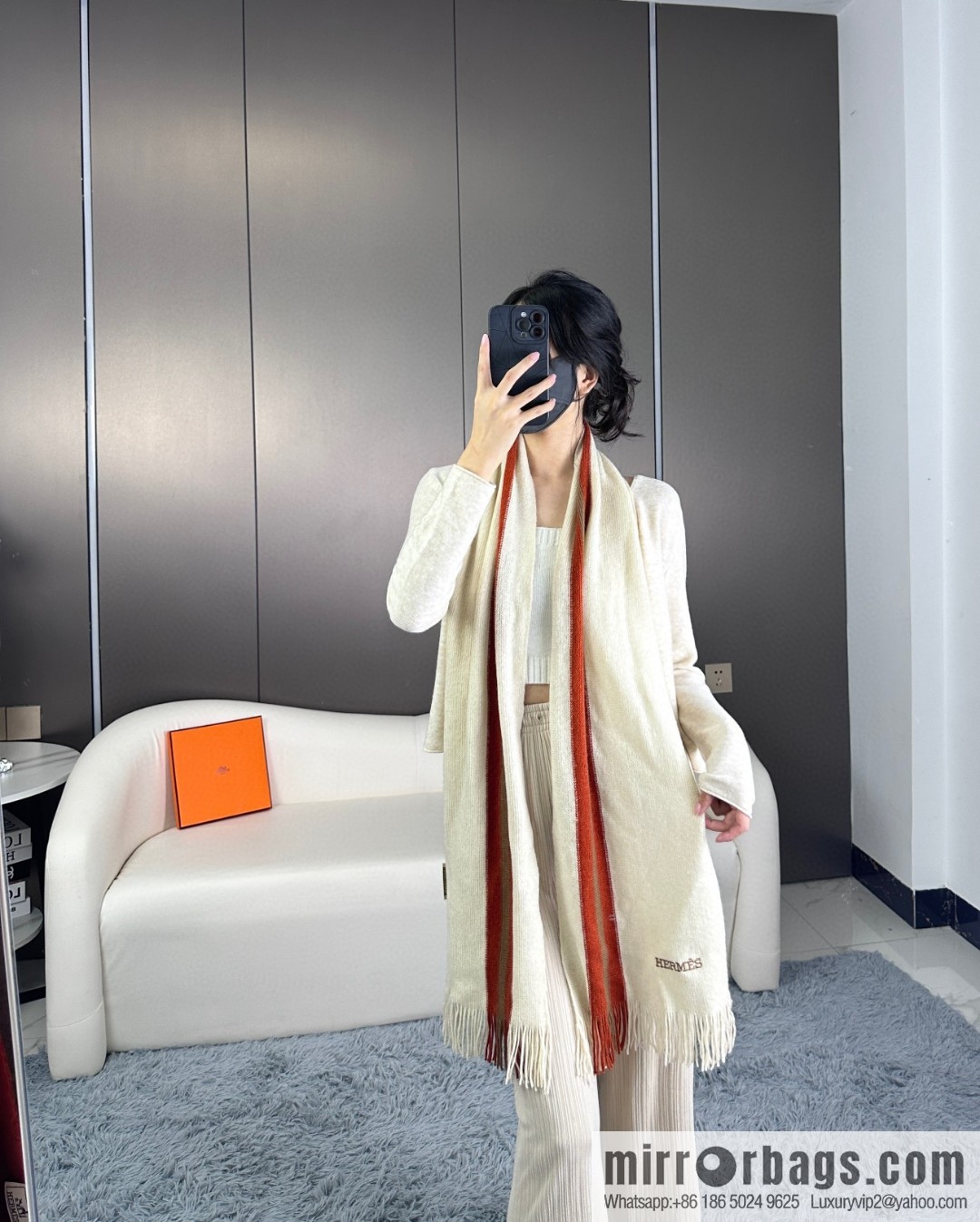 Hermes Hermes 2023 same style for men and women, high-end cashmere knitted scarf