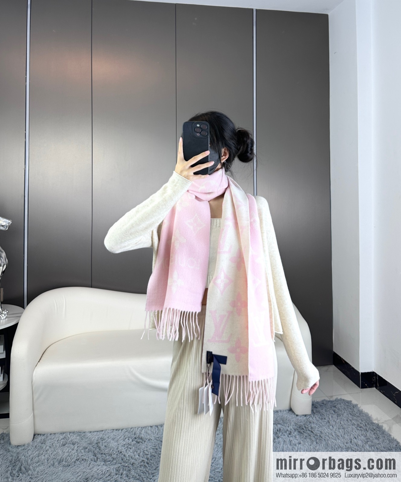 LV letter embroidered sticker scarf M79522