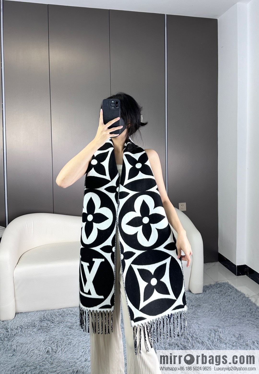 LV large letter flower cannabis flower new scarf