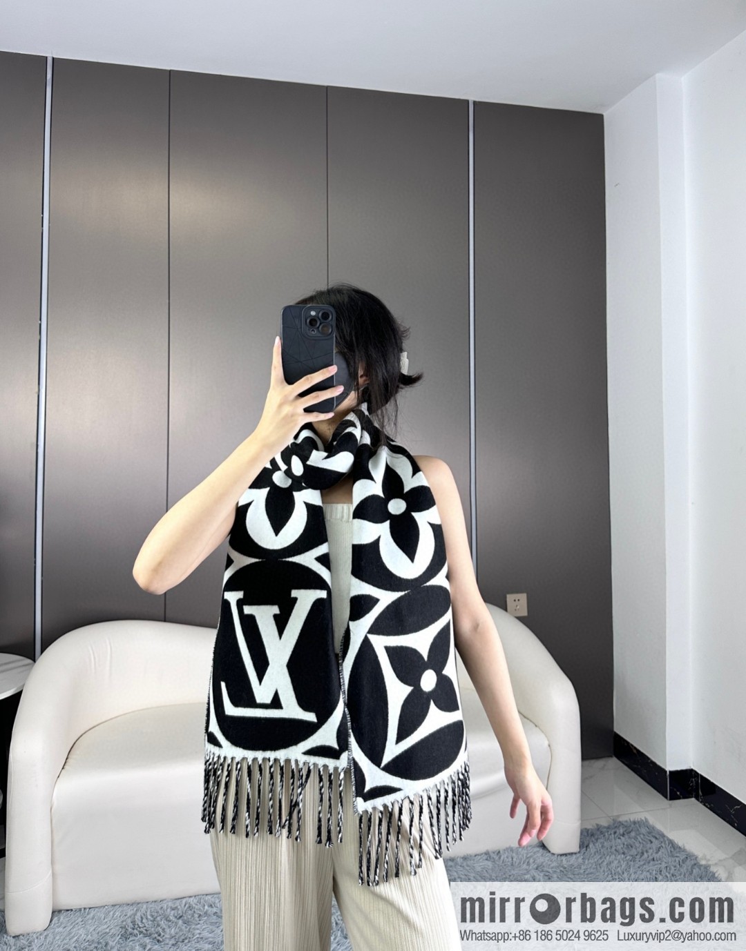 LV large letter flower cannabis flower new scarf