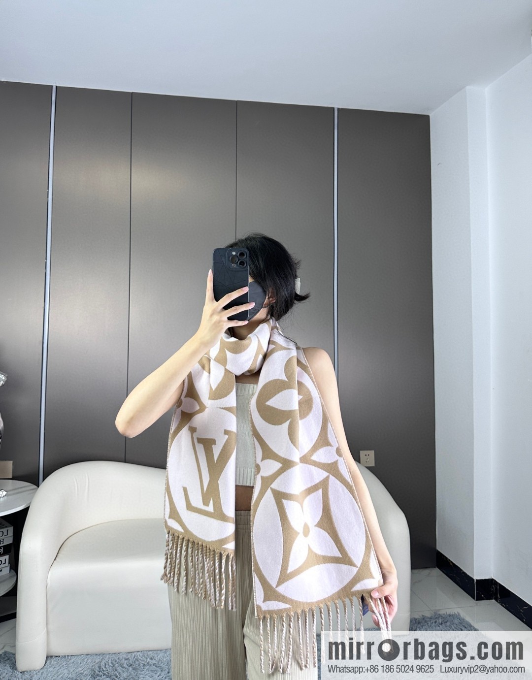 LV large letter flower cannabis flower new scarf
