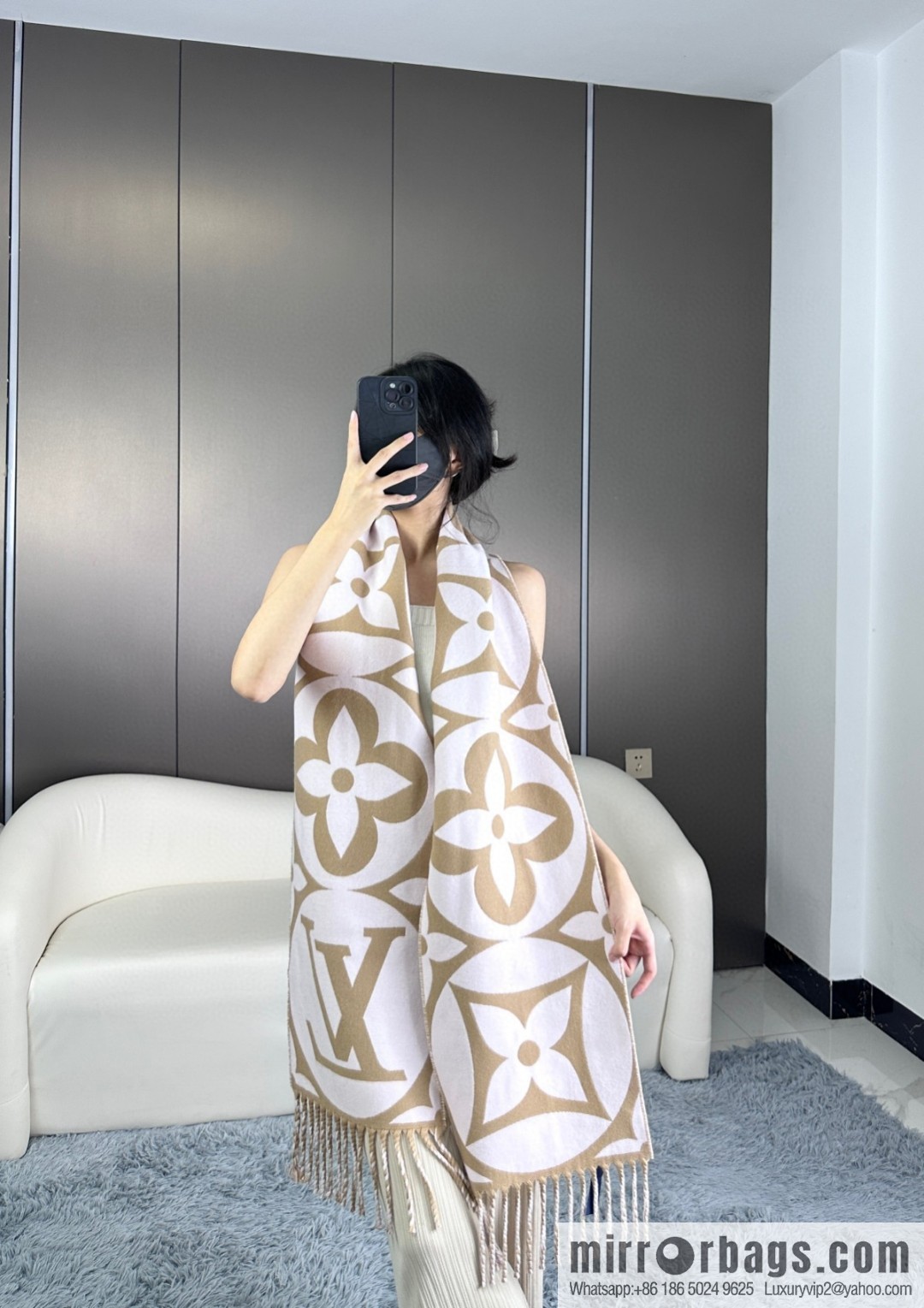 LV large letter flower cannabis flower new scarf