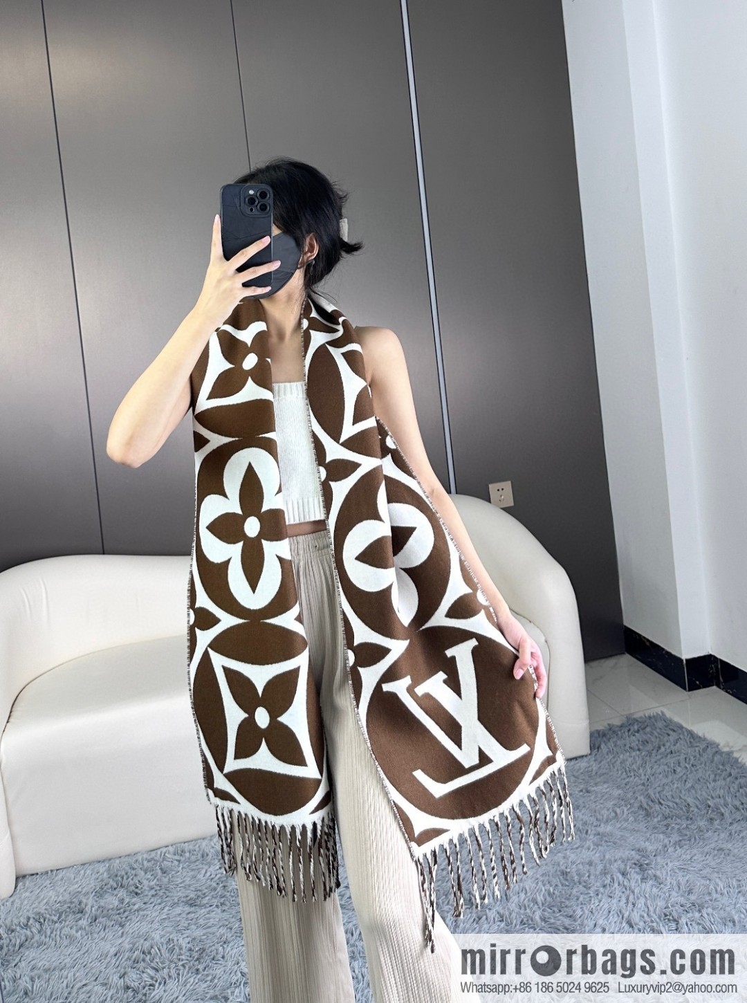 LV large letter flower cannabis flower new scarf